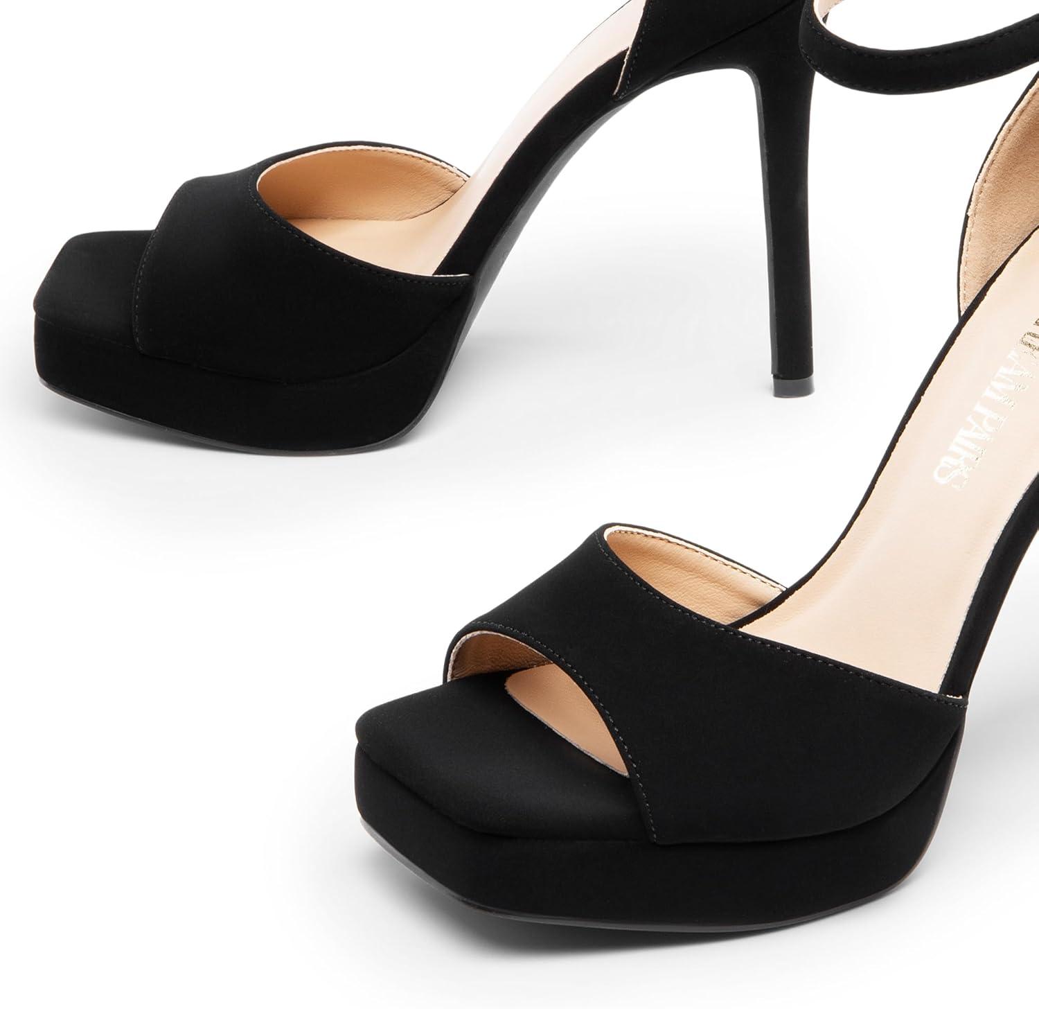 imageDREAM PAIRS Womens Stiletto High Heels Platform Ankle Strap Square Open Toe Dress Sexy SandalsBlacknubuck