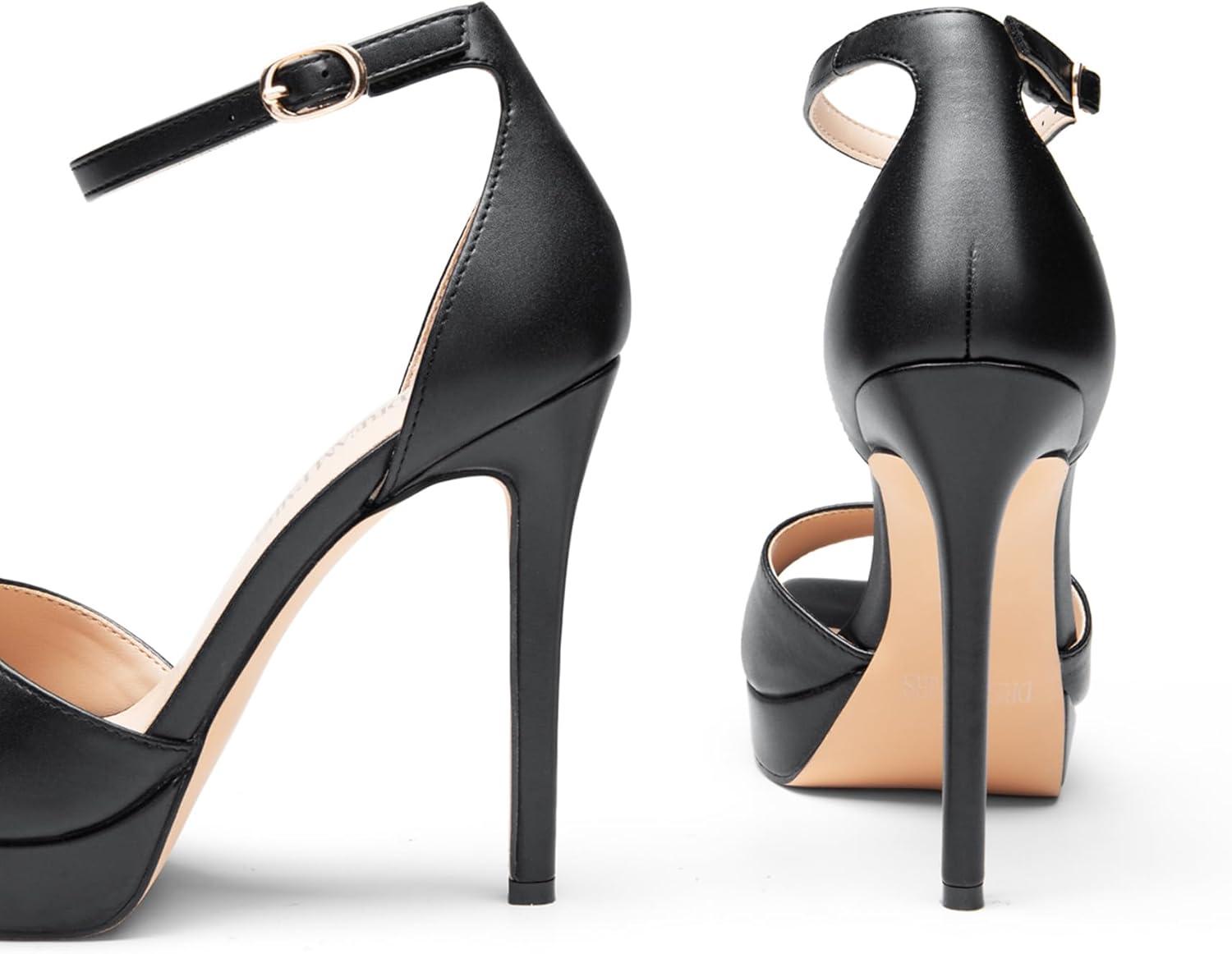 imageDREAM PAIRS Womens Stiletto High Heels Platform Ankle Strap Square Open Toe Dress Sexy SandalsBlackpu