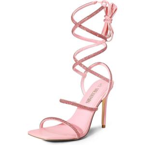 DREAM PAIRS High Heels Stilettos for Women – Strappy Gladiator Sexy Square Toe Open Toe Dressy Pumps Sandals(Pink)