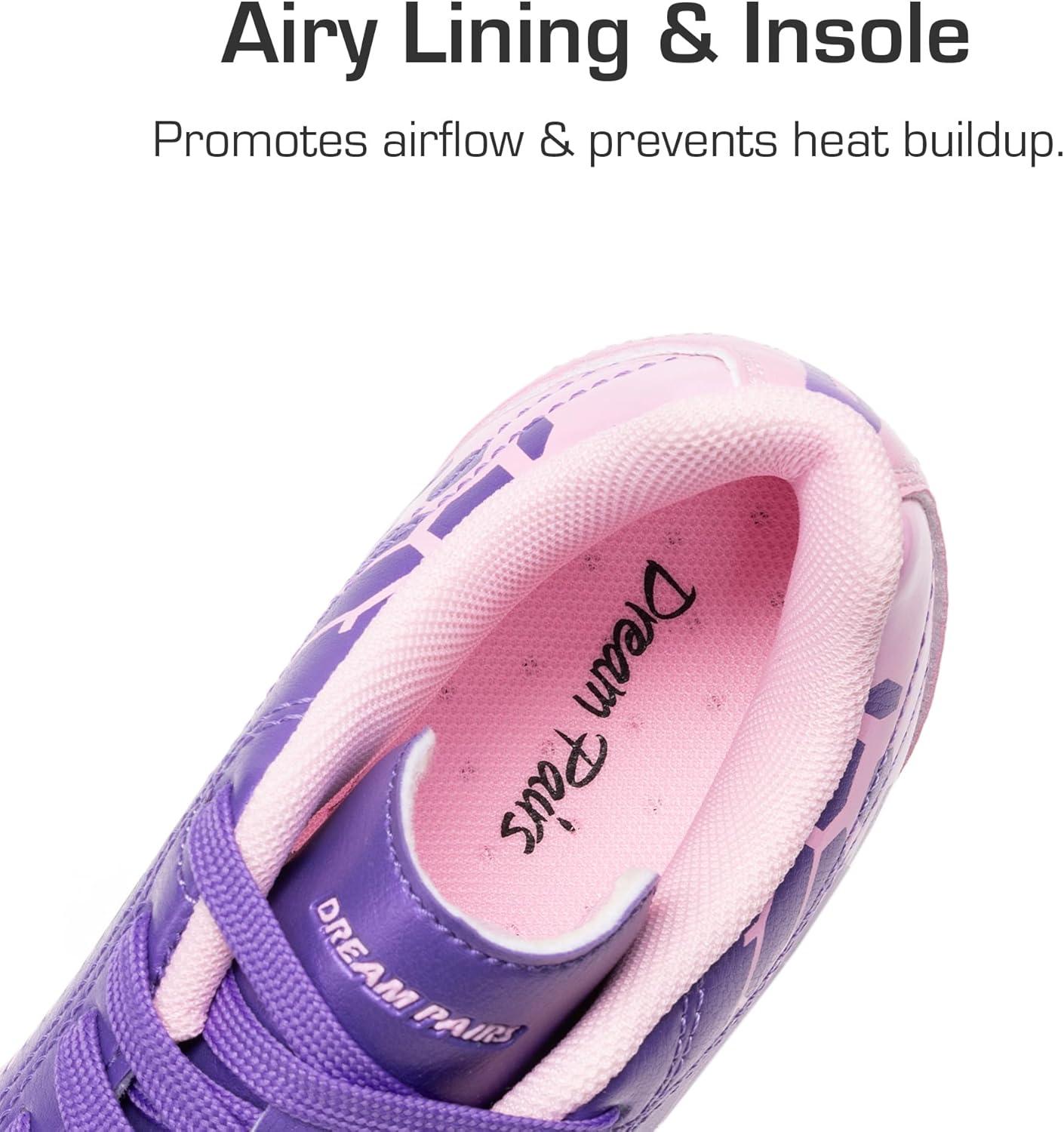 imageDREAM PAIRS Boys Girls Soccer Cleats Youth Firm Groud Outdoor Sport Athletic High Top Football Shoes for LittleBig KidPurplePink