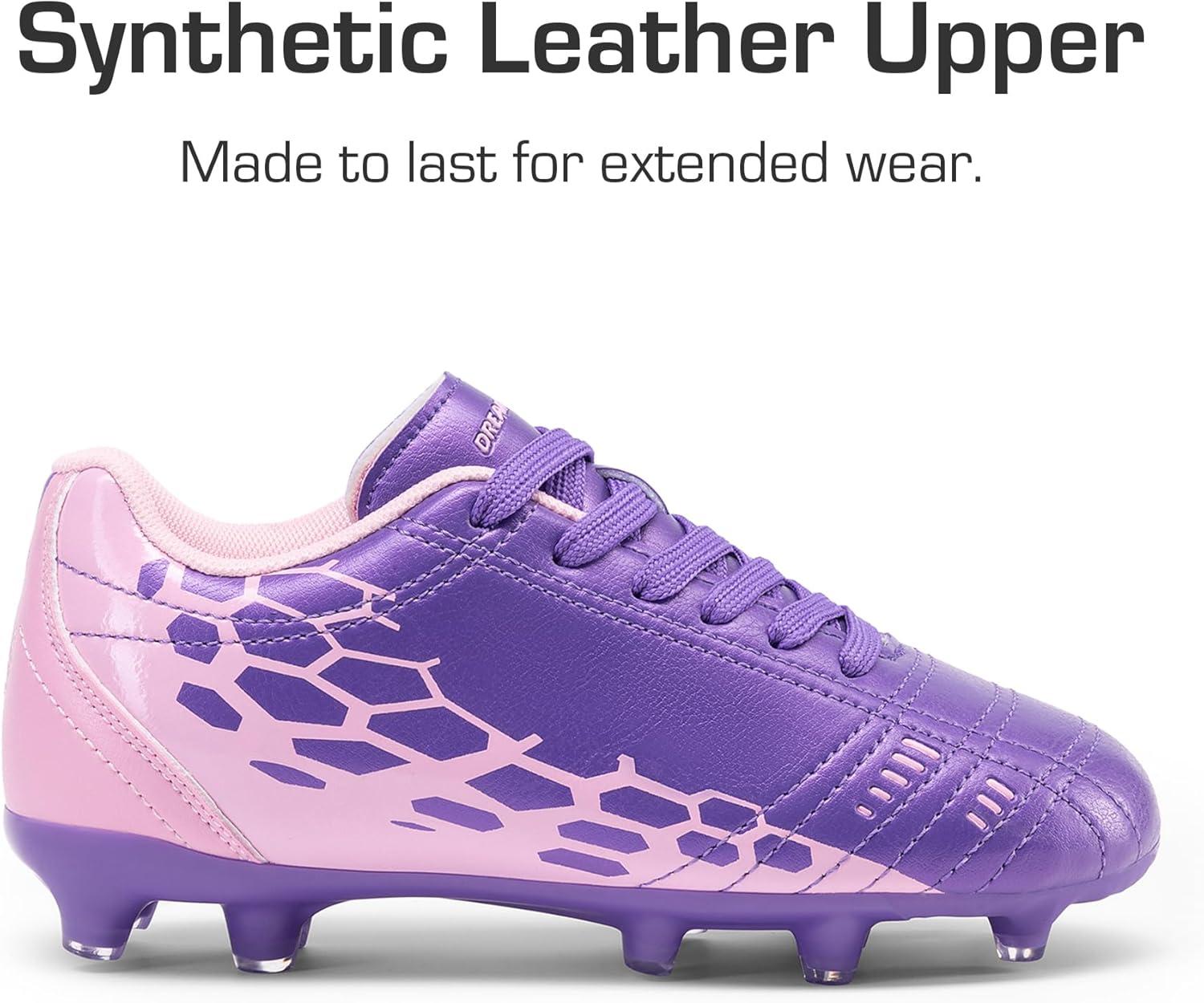 imageDREAM PAIRS Boys Girls Soccer Cleats Youth Firm Groud Outdoor Sport Athletic High Top Football Shoes for LittleBig KidPurplePink