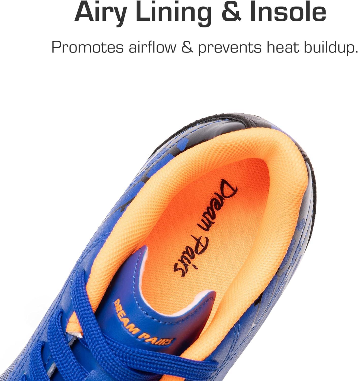 imageDREAM PAIRS Boys Girls Soccer Cleats Youth Firm Groud Outdoor Sport Athletic High Top Football Shoes for LittleBig KidRoyal BlueBlack