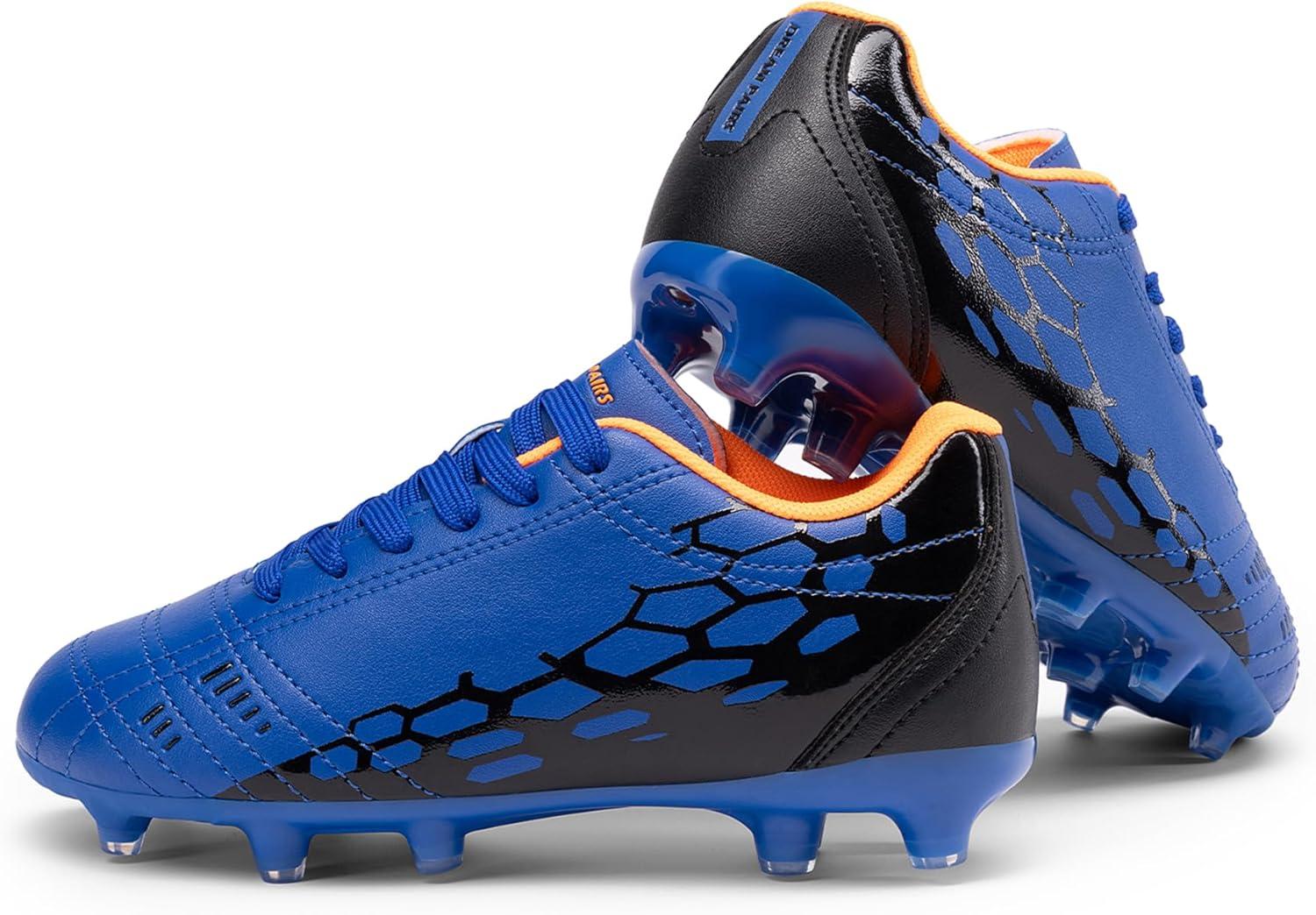 imageDREAM PAIRS Boys Girls Soccer Cleats Youth Firm Groud Outdoor Sport Athletic High Top Football Shoes for LittleBig KidRoyal BlueBlack