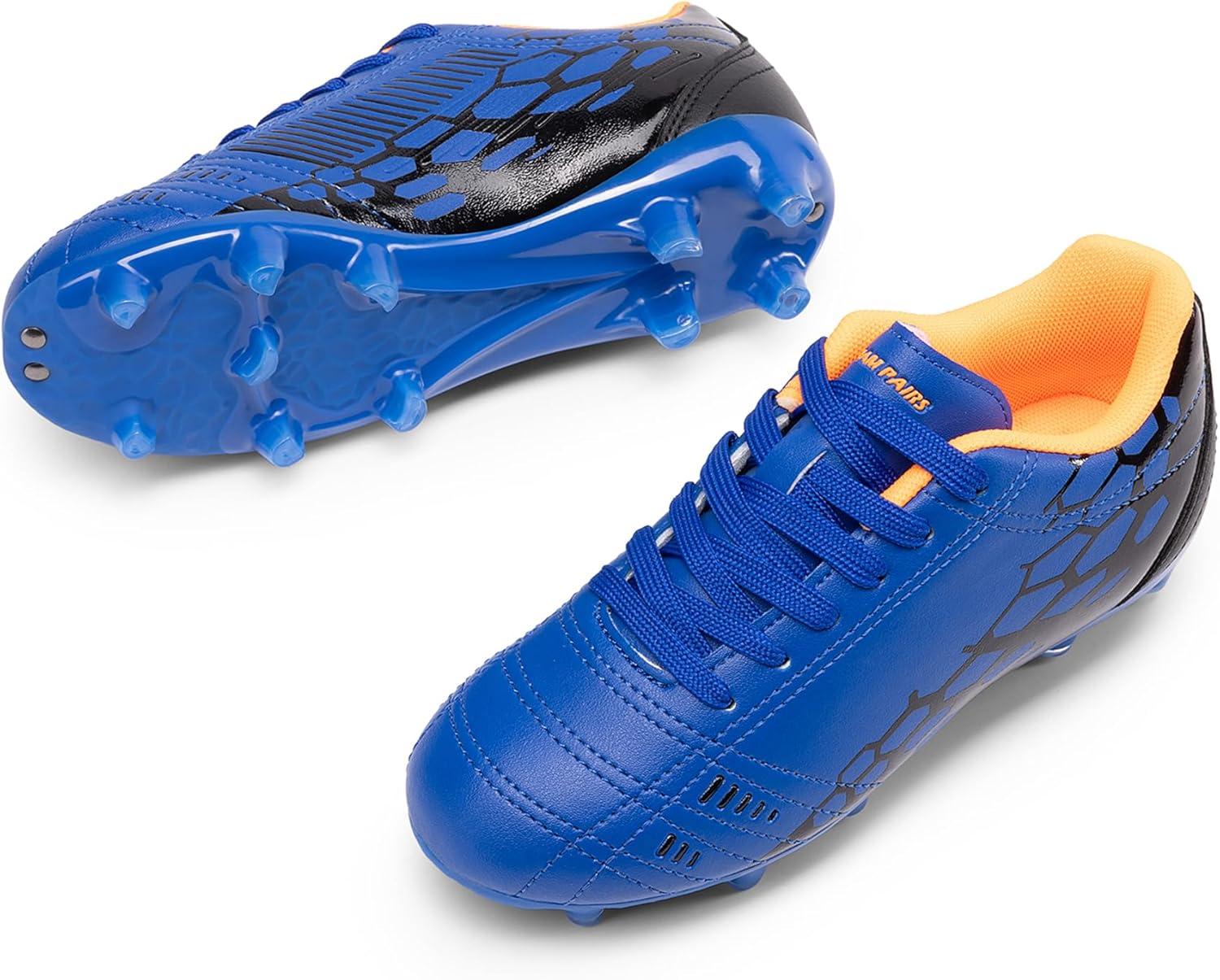 imageDREAM PAIRS Boys Girls Soccer Cleats Youth Firm Groud Outdoor Sport Athletic High Top Football Shoes for LittleBig KidRoyal BlueBlack