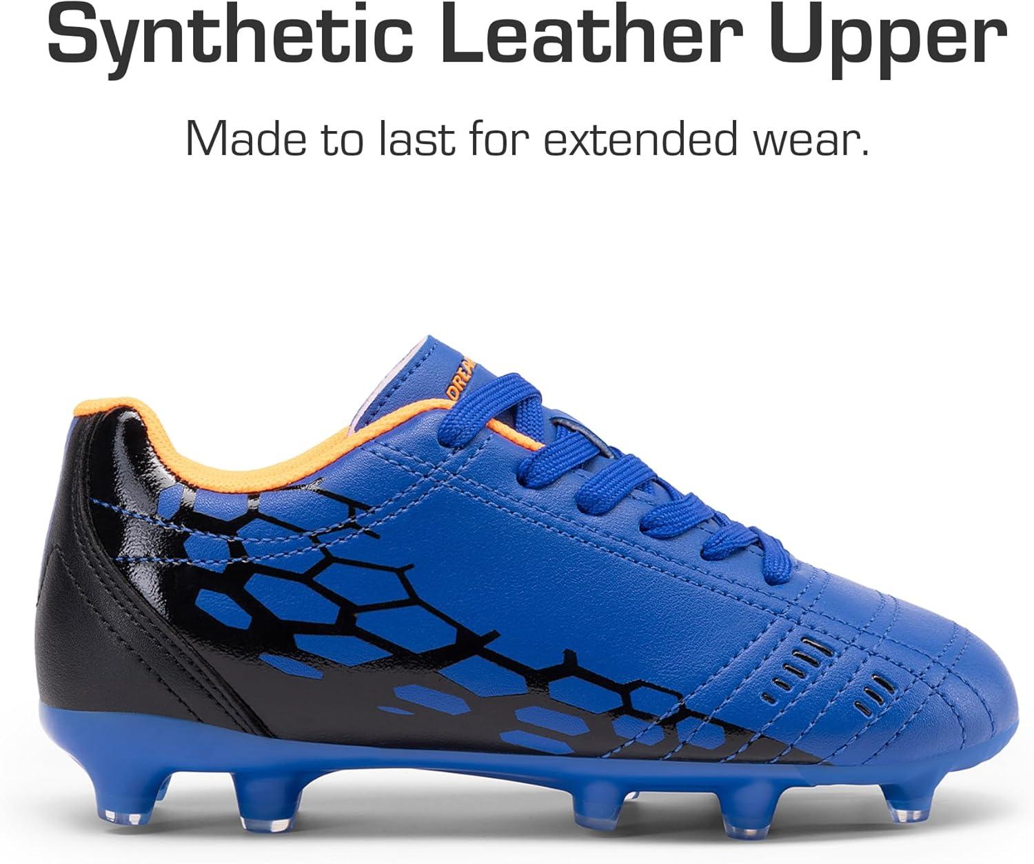 imageDREAM PAIRS Boys Girls Soccer Cleats Youth Firm Groud Outdoor Sport Athletic High Top Football Shoes for LittleBig KidRoyal BlueBlack