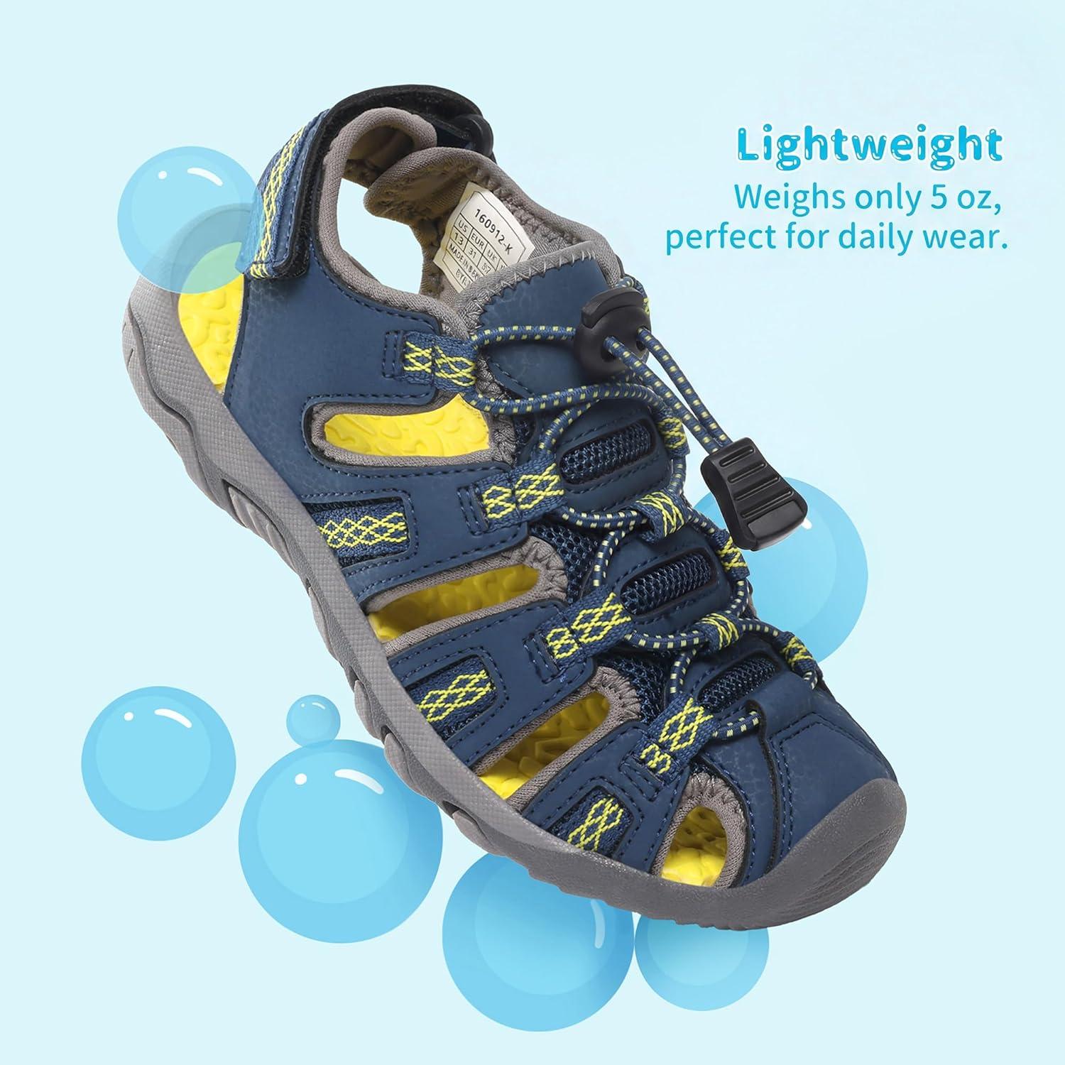 imageDREAM PAIRS Boys Girls Summer Outdoor Athletic Sport Sandals Walking Hiking Hook and Loop Adjustable Multicolor for ToddlerLittleBig KidsDark Blue