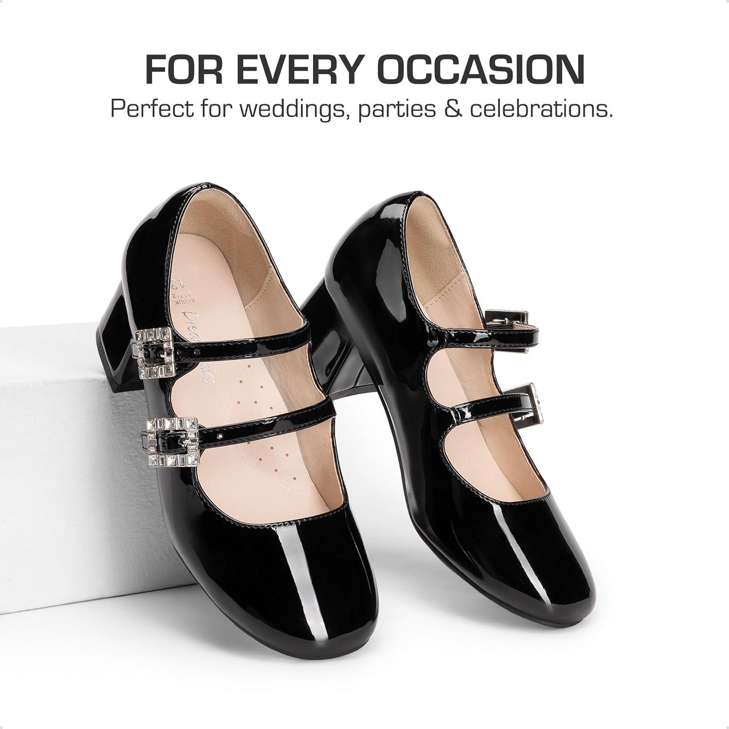 imageDREAM PAIRS Girls Dress Shoes Mary Jane Double Straps High Heel Easter Wedding Party Church Princess Communion Pumps for LittleBig KidsBlack