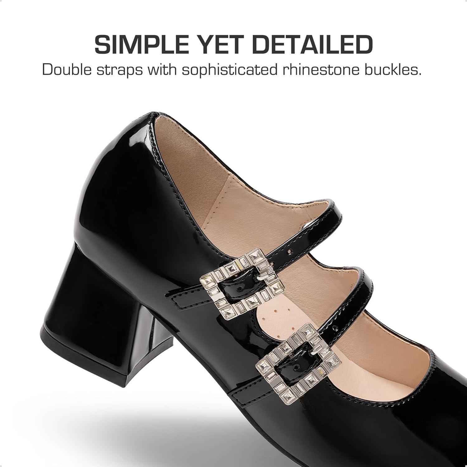 imageDREAM PAIRS Girls Dress Shoes Mary Jane Double Straps High Heel Easter Wedding Party Church Princess Communion Pumps for LittleBig KidsBlack