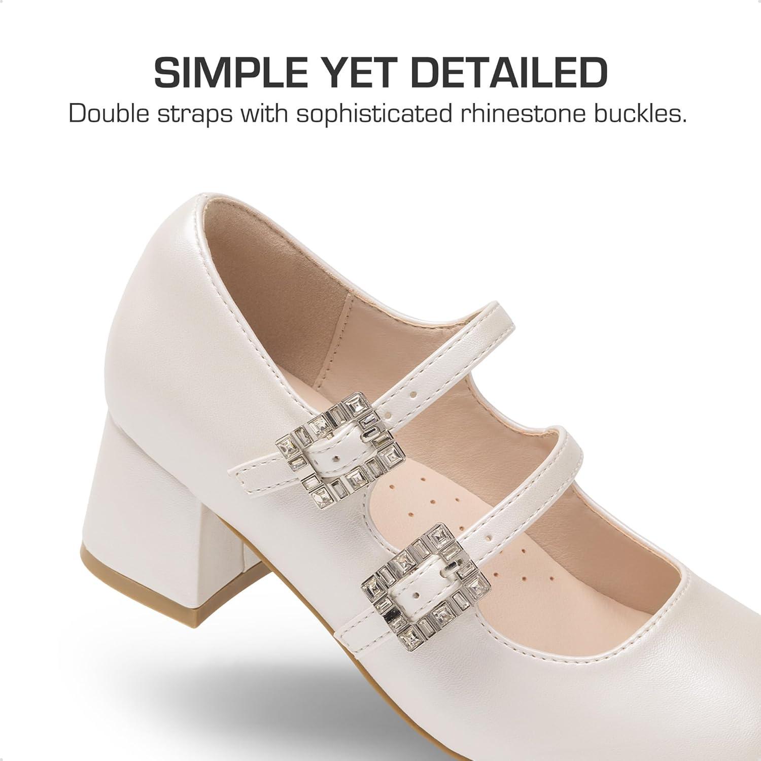 imageDREAM PAIRS Girls Dress Shoes Mary Jane Double Straps High Heel Easter Wedding Party Church Princess Communion Pumps for LittleBig KidsIvory