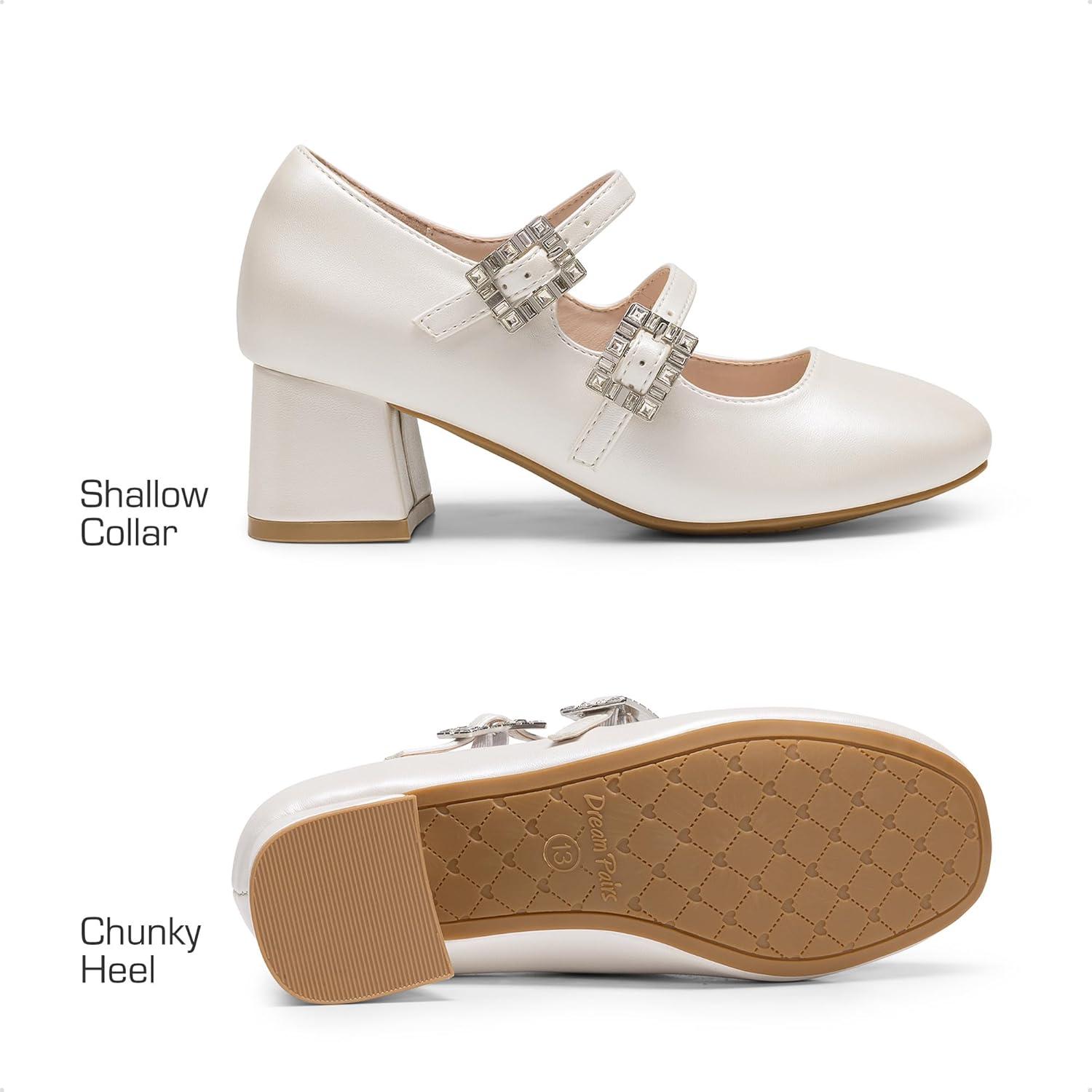 imageDREAM PAIRS Girls Dress Shoes Mary Jane Double Straps High Heel Easter Wedding Party Church Princess Communion Pumps for LittleBig KidsIvory