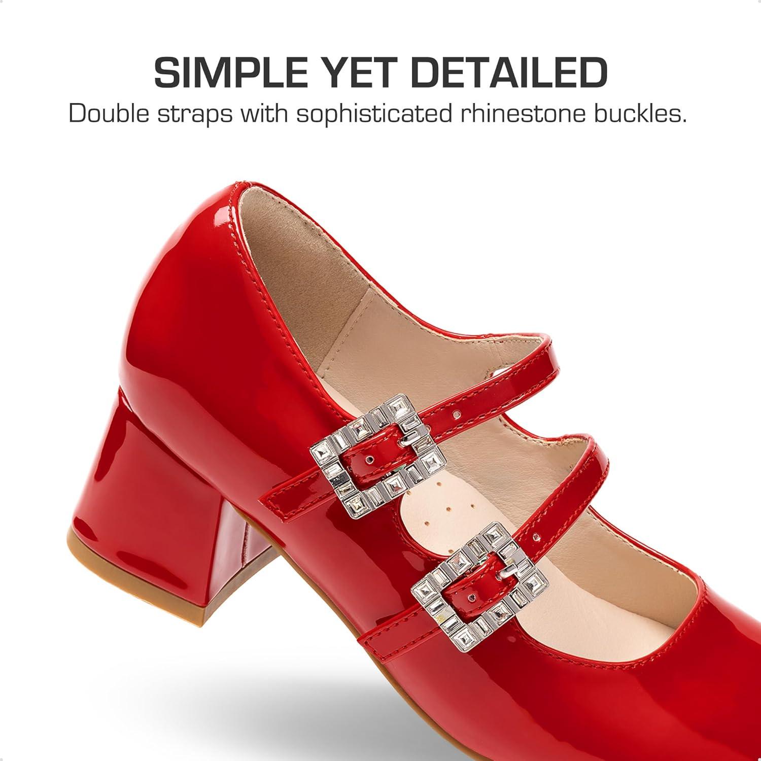 imageDREAM PAIRS Girls Dress Shoes Mary Jane Double Straps High Heel Easter Wedding Party Church Princess Communion Pumps for LittleBig KidsRed