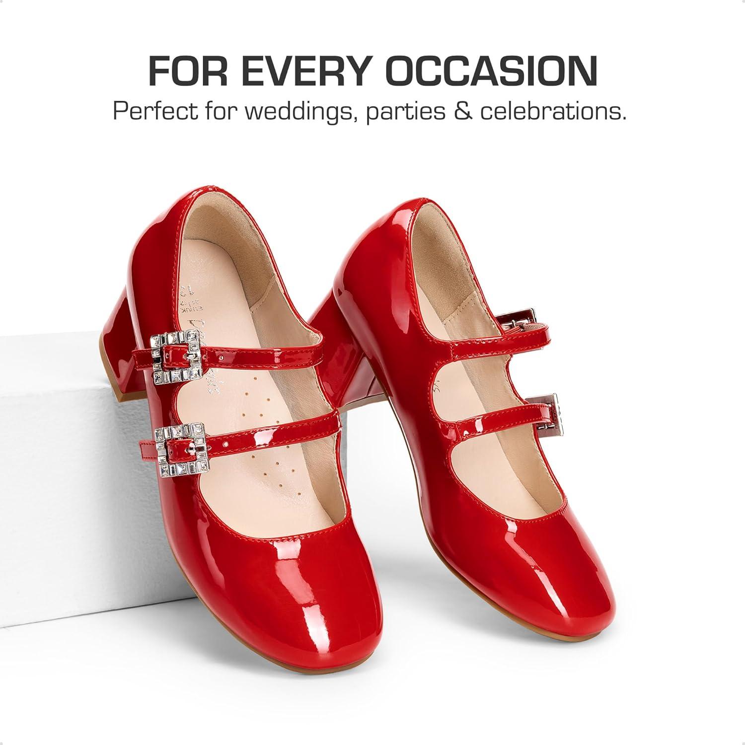 imageDREAM PAIRS Girls Dress Shoes Mary Jane Double Straps High Heel Easter Wedding Party Church Princess Communion Pumps for LittleBig KidsRed
