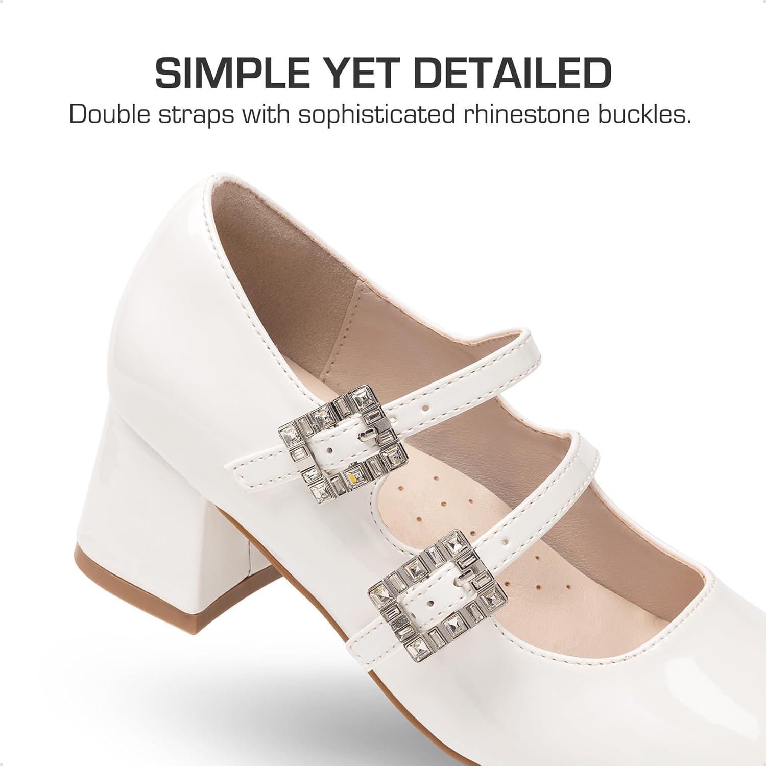 imageDREAM PAIRS Girls Dress Shoes Mary Jane Double Straps High Heel Easter Wedding Party Church Princess Communion Pumps for LittleBig KidsWhite