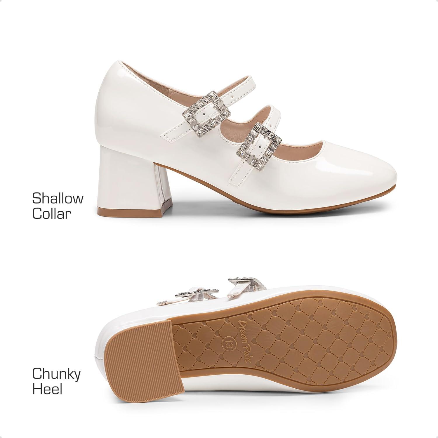 imageDREAM PAIRS Girls Dress Shoes Mary Jane Double Straps High Heel Easter Wedding Party Church Princess Communion Pumps for LittleBig KidsWhite