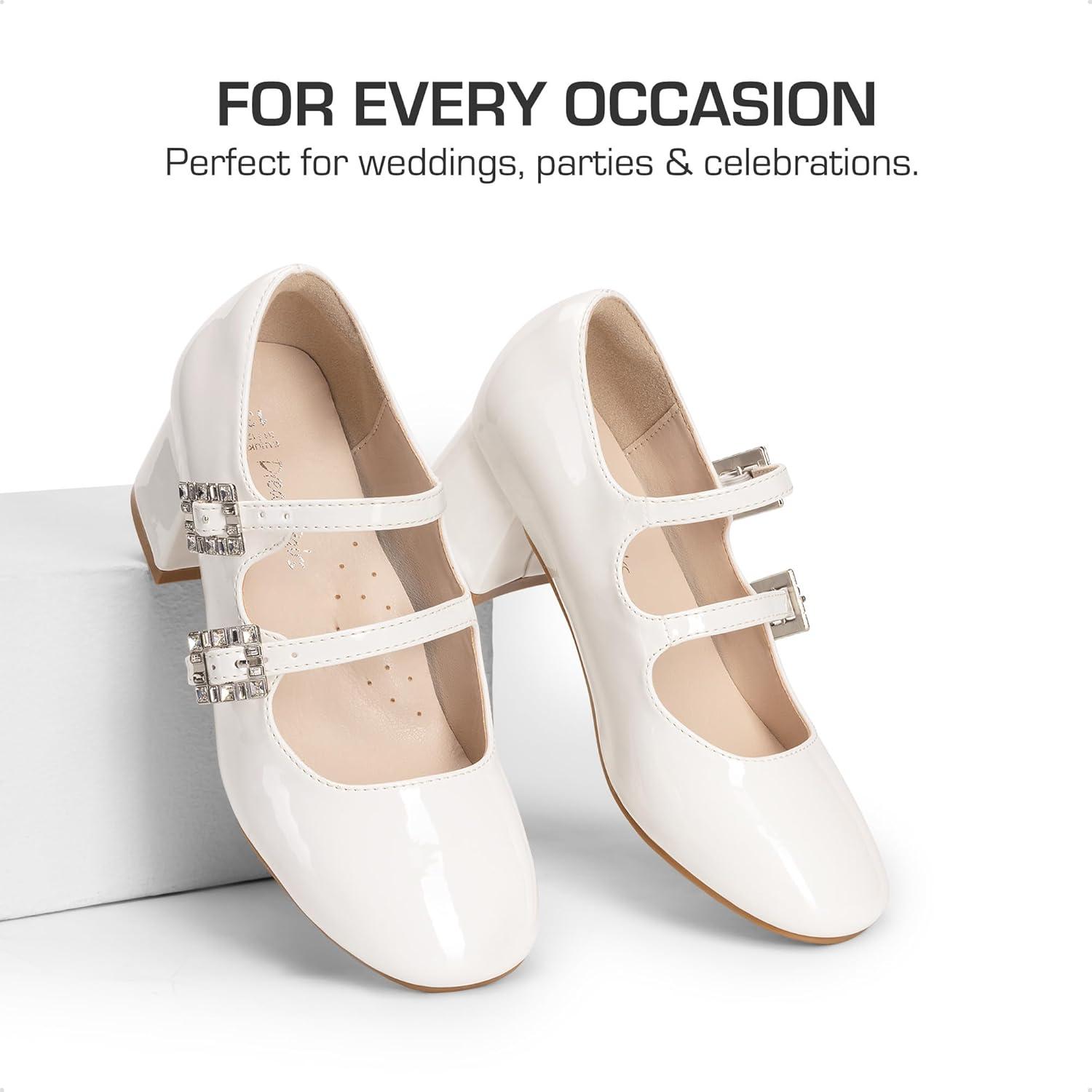 imageDREAM PAIRS Girls Dress Shoes Mary Jane Double Straps High Heel Easter Wedding Party Church Princess Communion Pumps for LittleBig KidsWhite