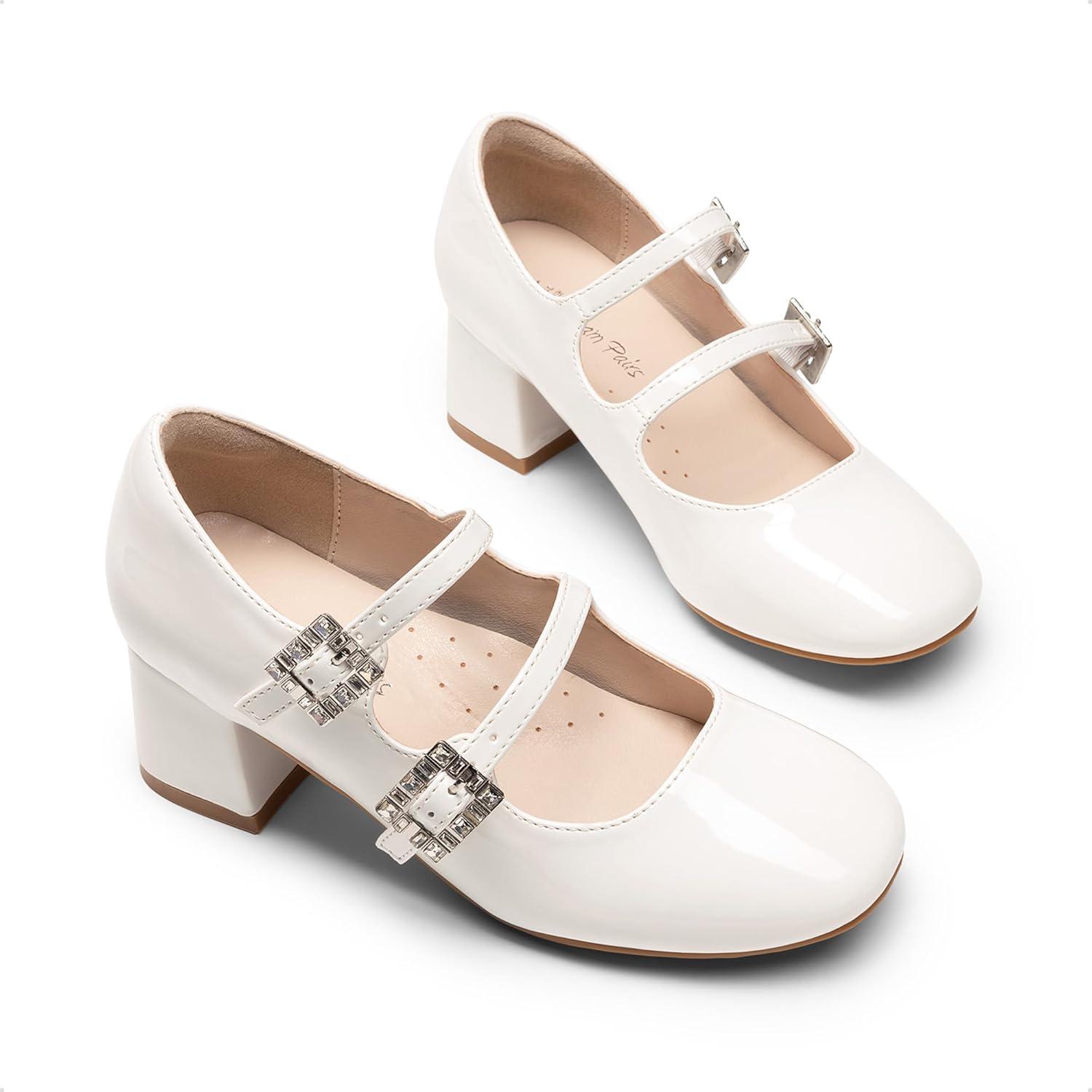 imageDREAM PAIRS Girls Dress Shoes Mary Jane Double Straps High Heel Easter Wedding Party Church Princess Communion Pumps for LittleBig KidsWhite