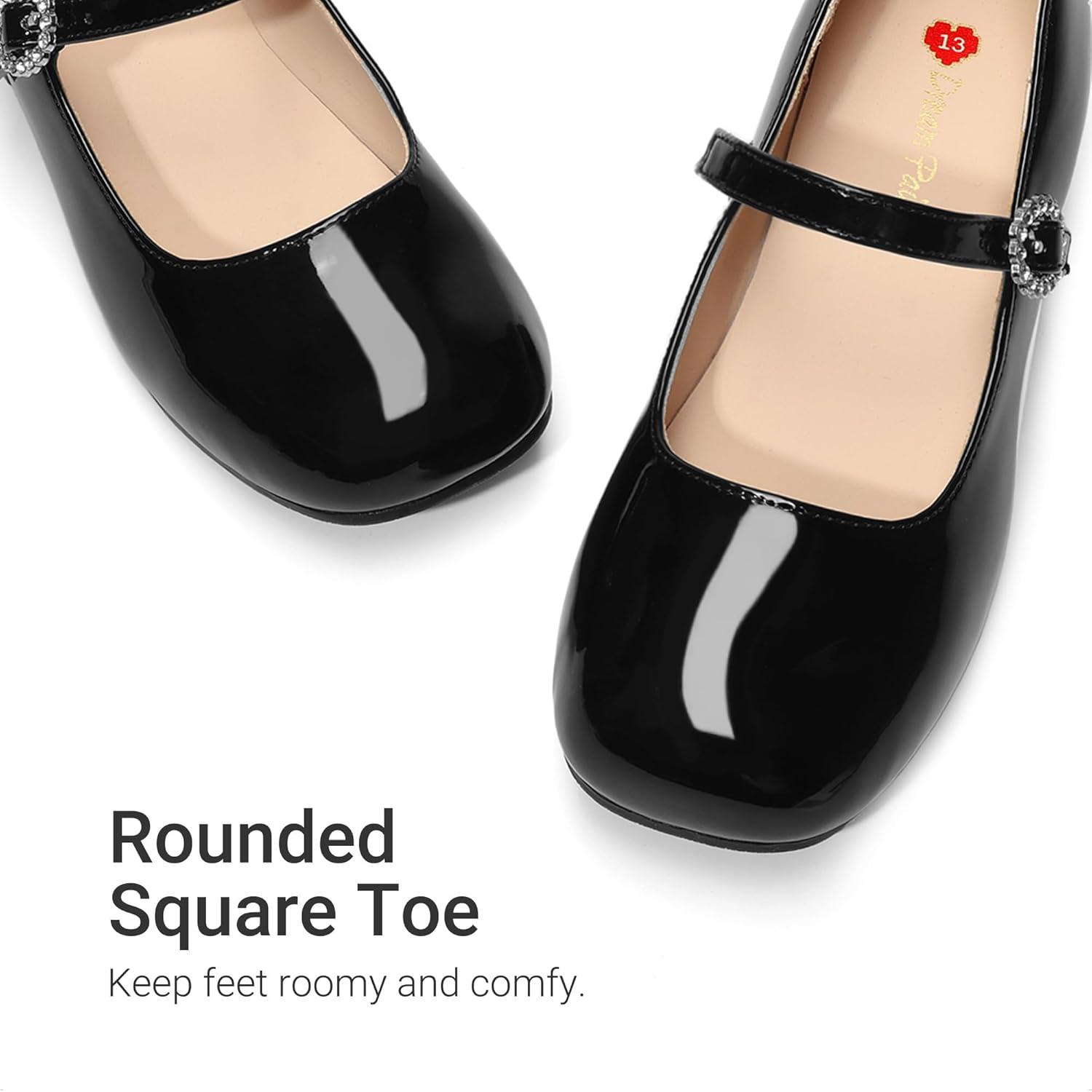 imageDREAM PAIRS Girls Dress Shoes Mary Jane Low Heels Flower Wedding Party Pump Prom Footwear for LittleBig KidsBlack