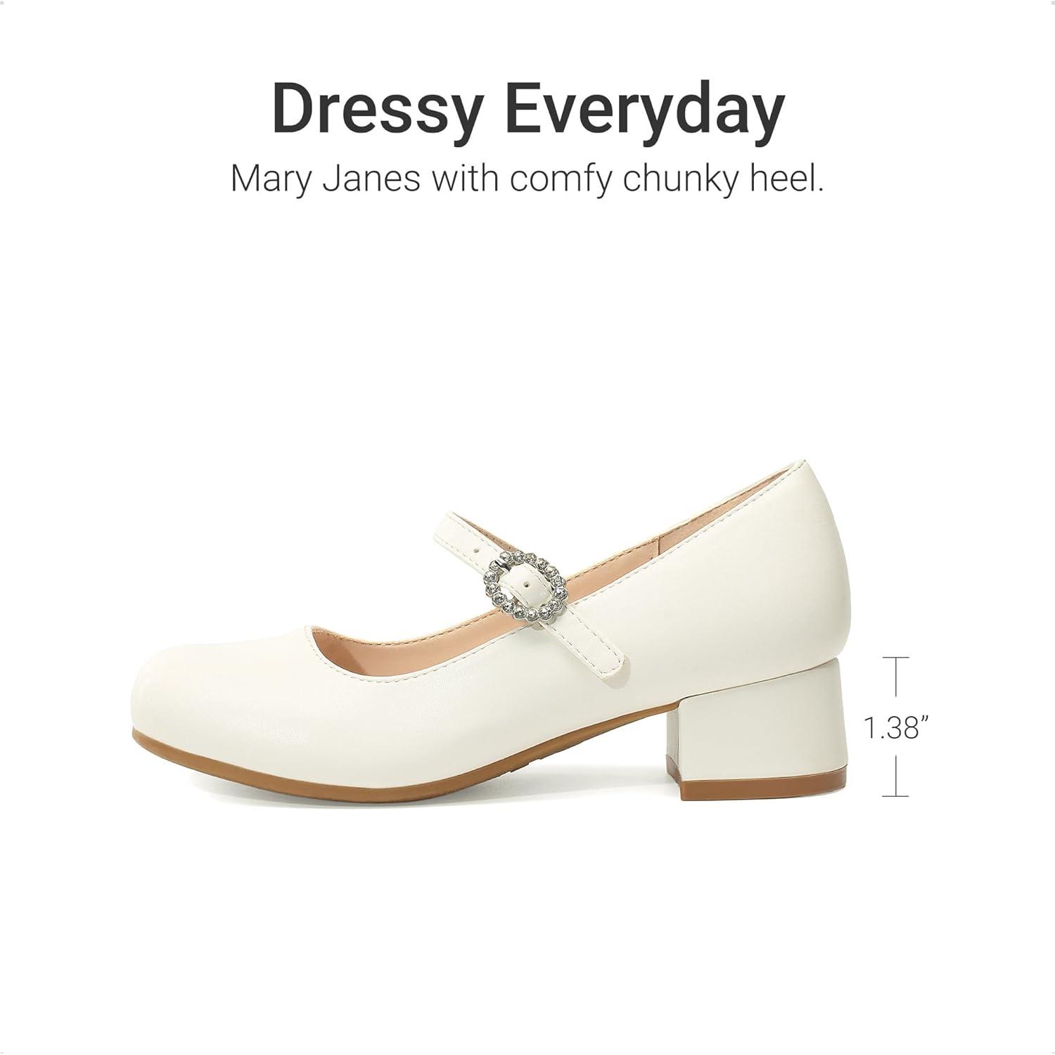 imageDREAM PAIRS Girls Dress Shoes Mary Jane Low Heels Flower Wedding Party Pump Prom Footwear for LittleBig KidsIvory