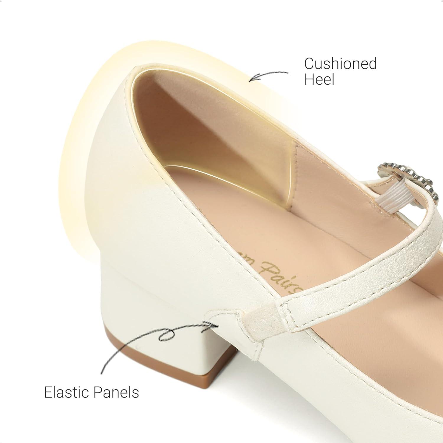 imageDREAM PAIRS Girls Dress Shoes Mary Jane Low Heels Flower Wedding Party Pump Prom Footwear for LittleBig KidsIvory
