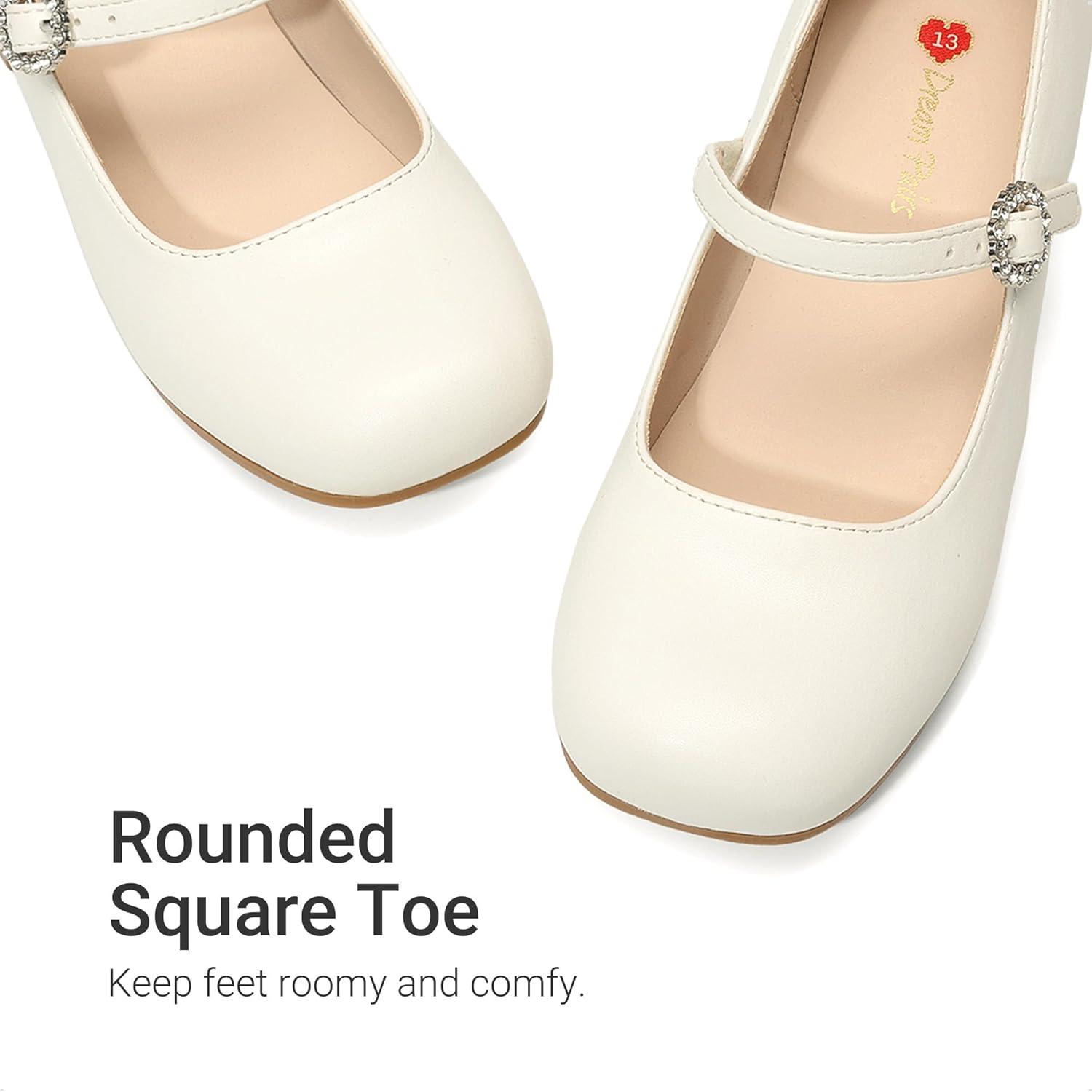 imageDREAM PAIRS Girls Dress Shoes Mary Jane Low Heels Flower Wedding Party Pump Prom Footwear for LittleBig KidsIvory