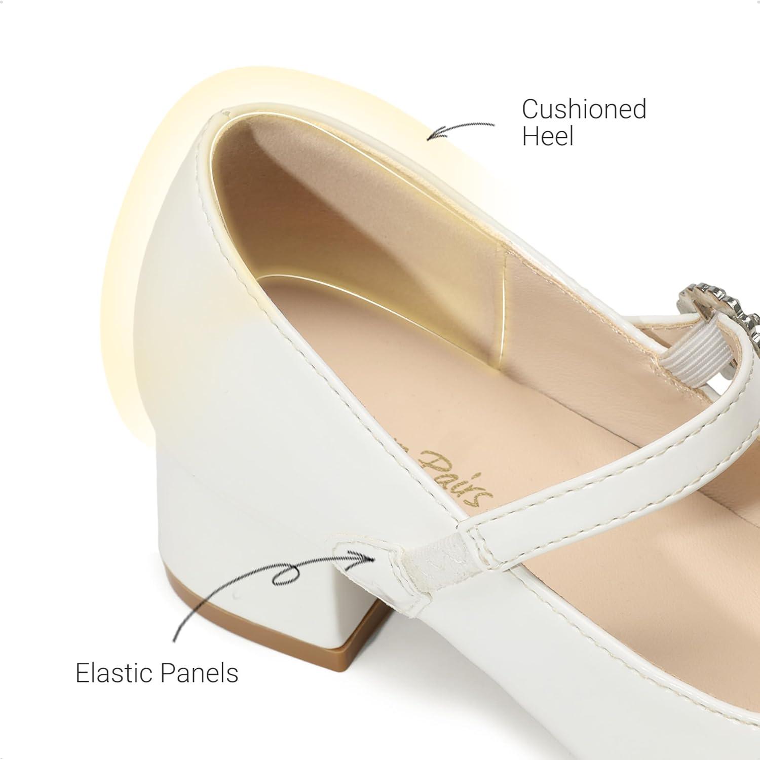 imageDREAM PAIRS Girls Dress Shoes Mary Jane Low Heels Flower Wedding Party Pump Prom Footwear for LittleBig KidsWhite