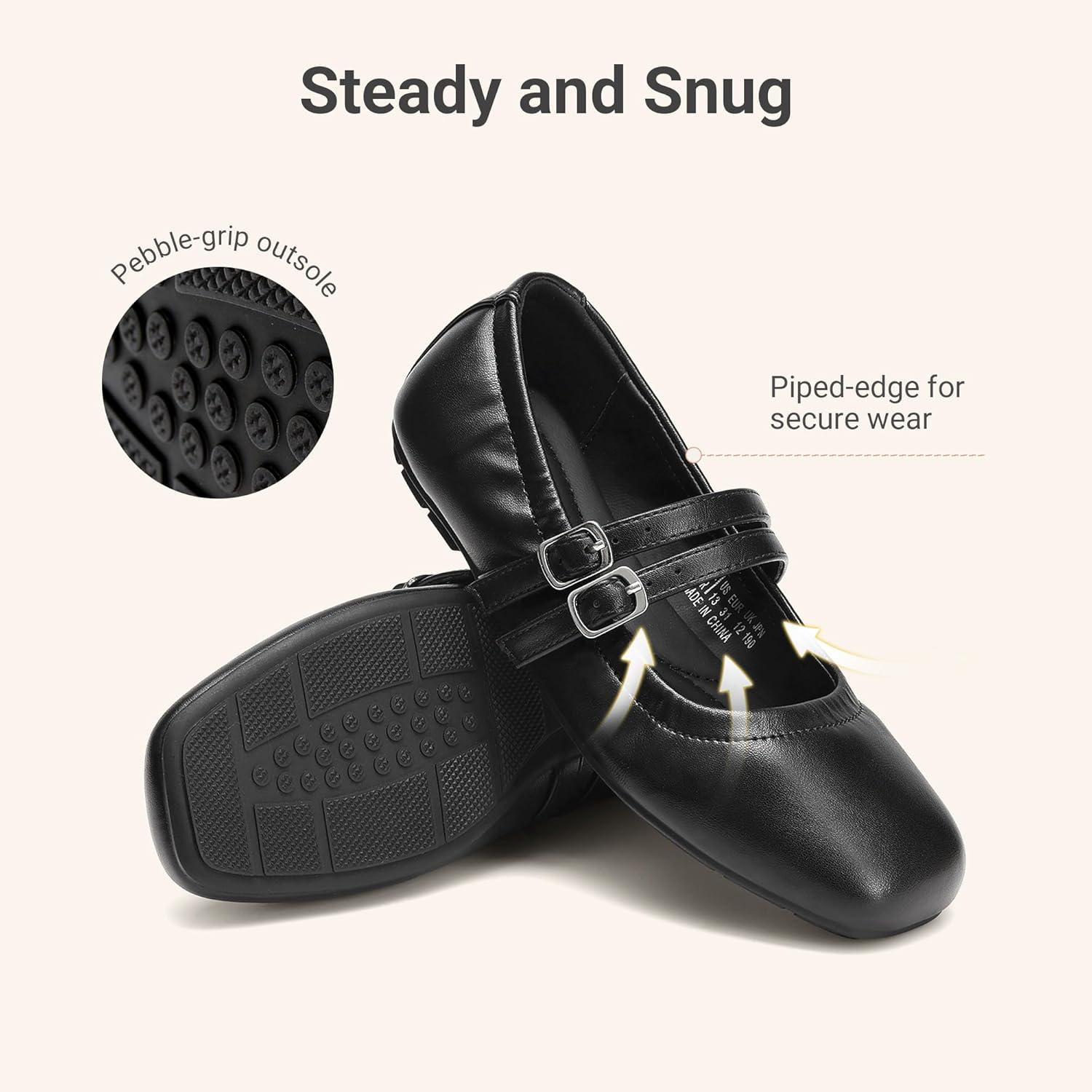 imageDREAM PAIRS Girls Dress Shoes Slip on Ballerina Flats Mary Jane Ballet Shoes for WeddingPartyBlack