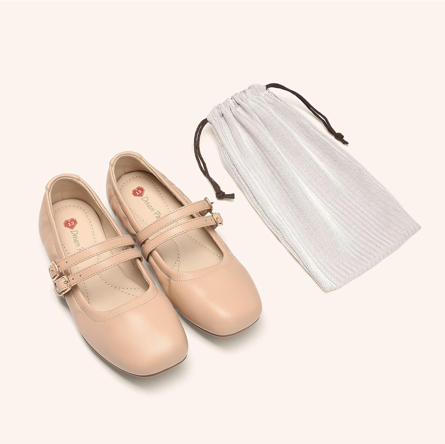 imageDREAM PAIRS Girls Dress Shoes Slip on Ballerina Flats Mary Jane Ballet Shoes for WeddingPartyNude