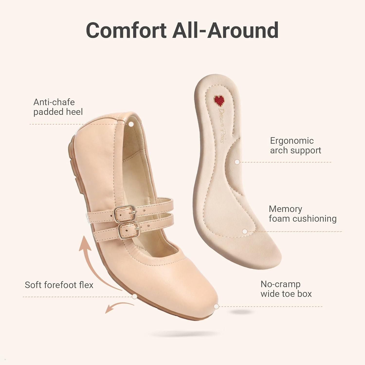 imageDREAM PAIRS Girls Dress Shoes Slip on Ballerina Flats Mary Jane Ballet Shoes for WeddingPartyNude