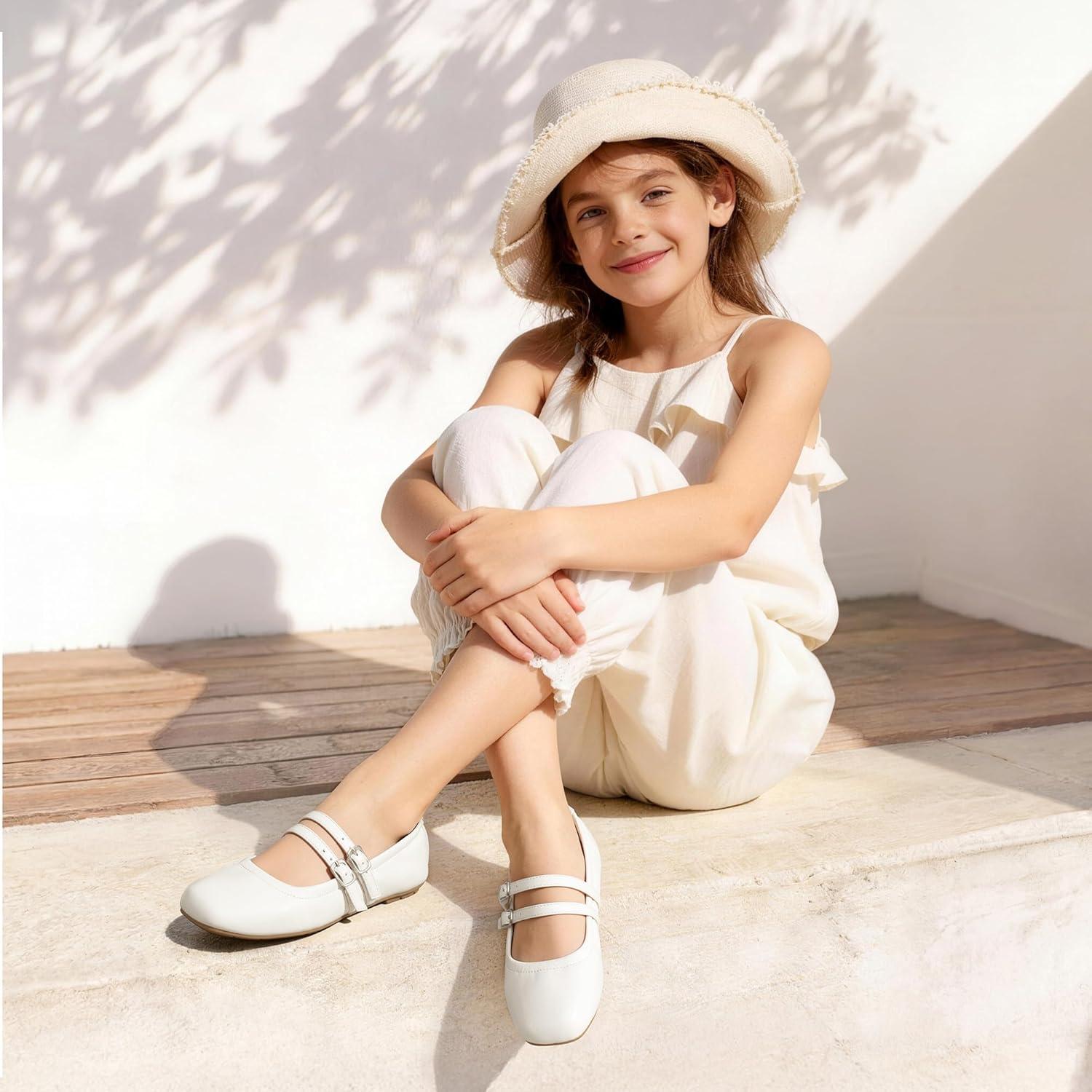 imageDREAM PAIRS Girls Dress Shoes Slip on Ballerina Flats Mary Jane Ballet Shoes for WeddingPartyWhite