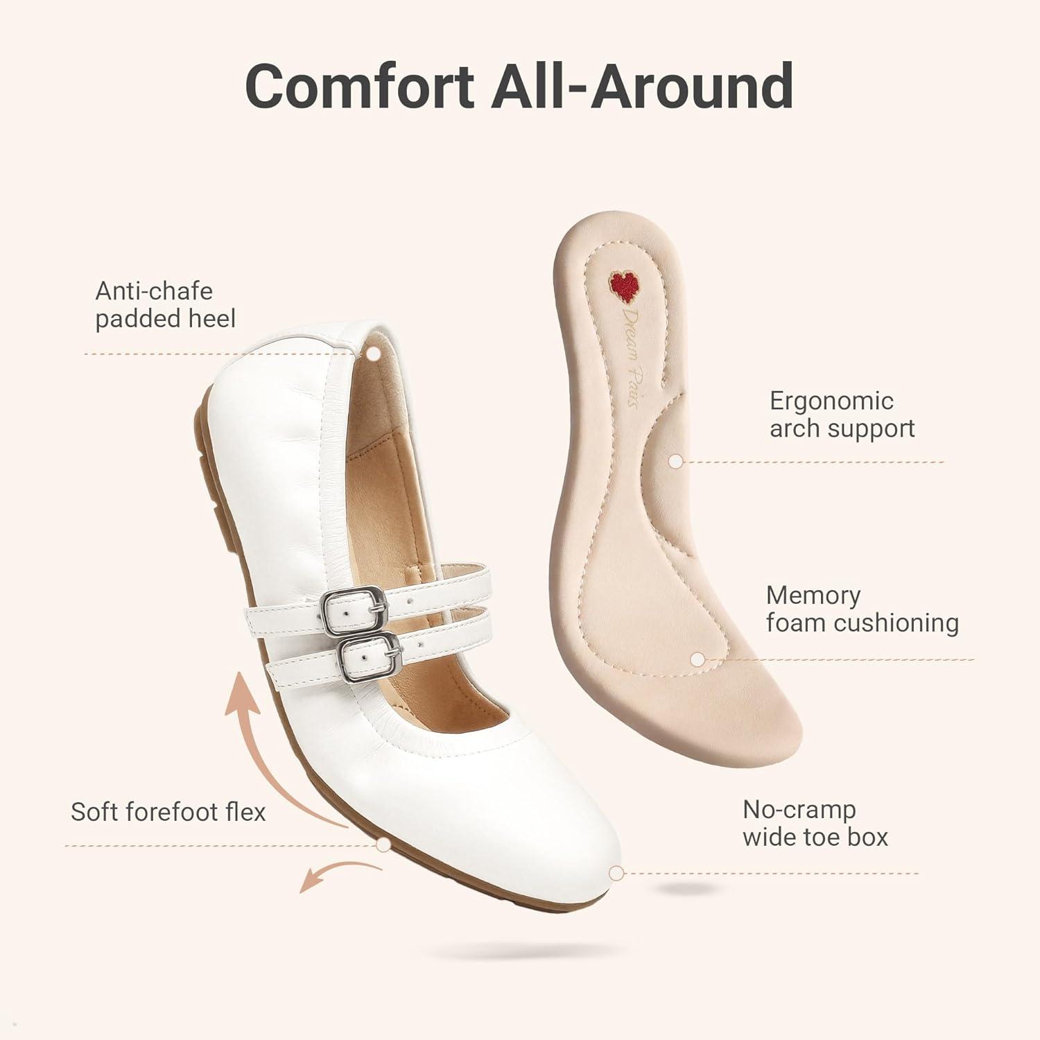 imageDREAM PAIRS Girls Dress Shoes Slip on Ballerina Flats Mary Jane Ballet Shoes for WeddingPartyWhite