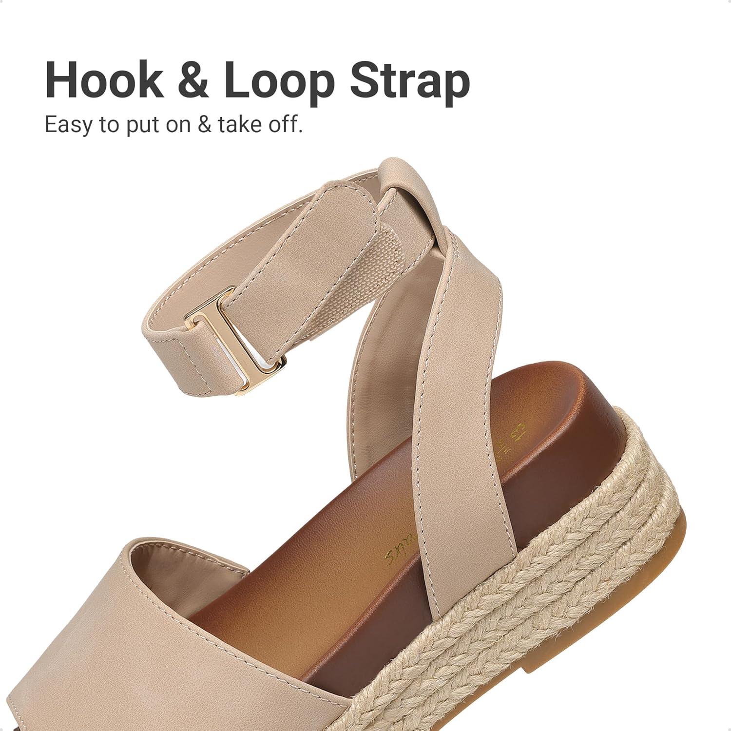 imageDREAM PAIRS Girls Platform Wedge Open Toe Espadrille Sandals with Buckle Ankle Strap for Little KidBig KidNude
