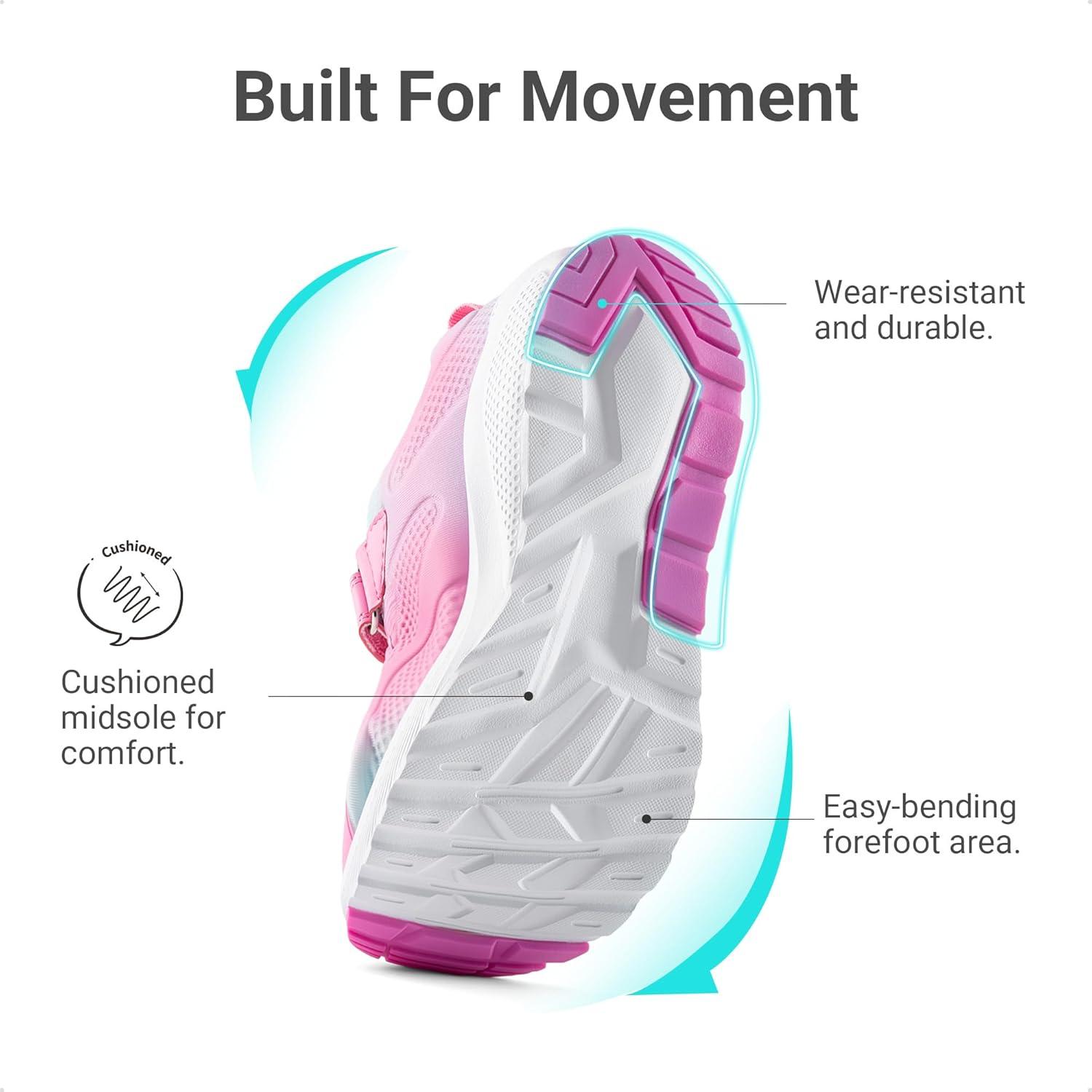 imageDREAM PAIRS Girls Running Shoes Kids Sneakers Tennis ColorBurst Lightweight Casual Walking ShoesPinkGreen