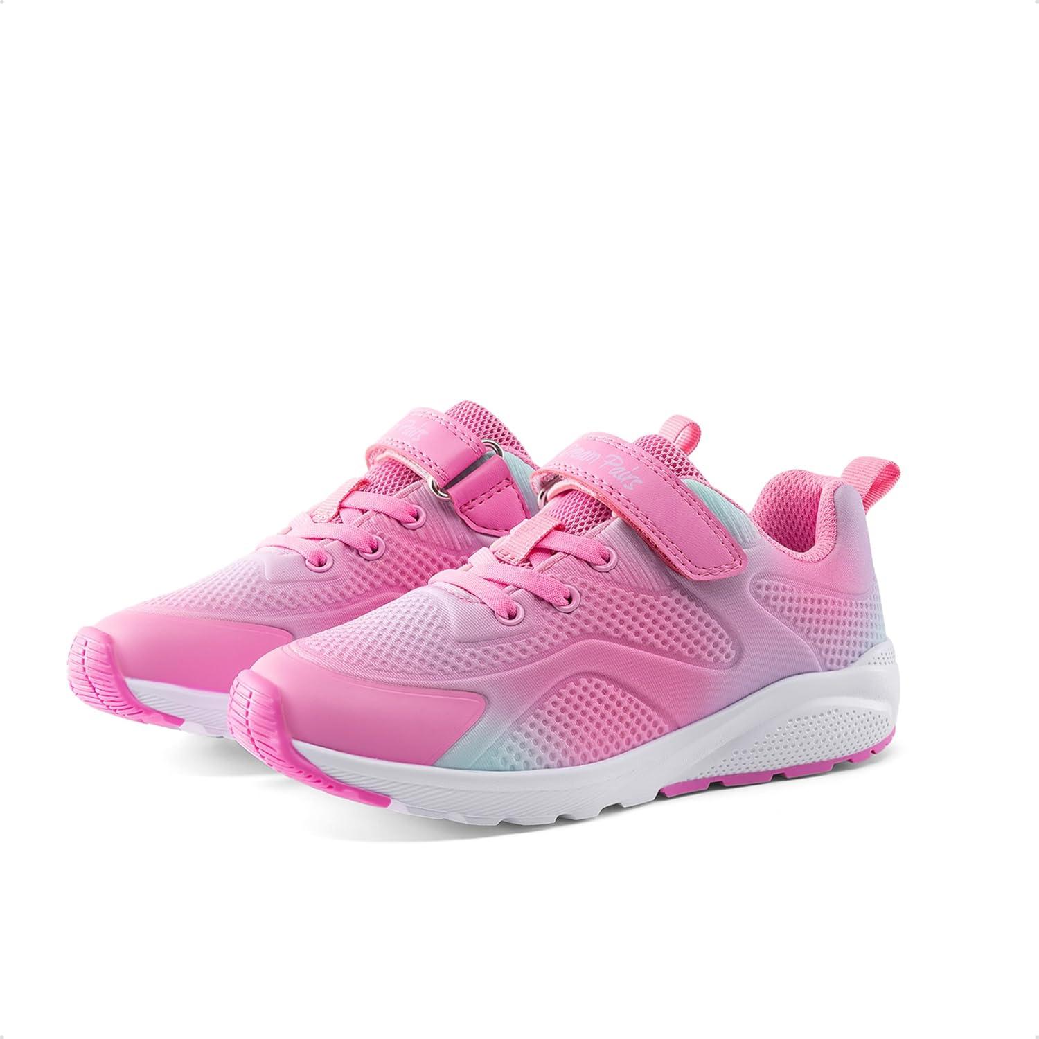 imageDREAM PAIRS Girls Running Shoes Kids Sneakers Tennis ColorBurst Lightweight Casual Walking ShoesPinkGreen