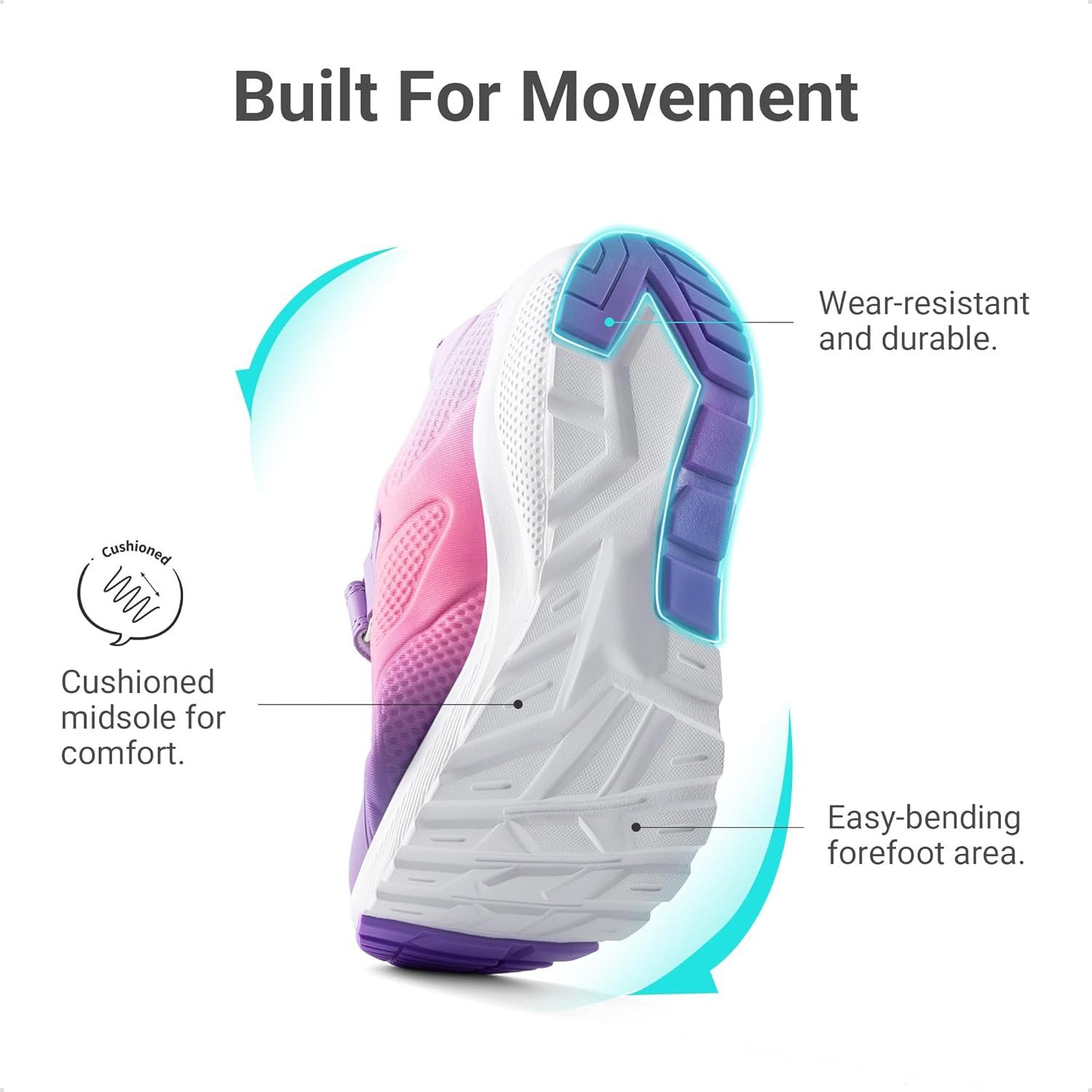 imageDREAM PAIRS Girls Running Shoes Kids Sneakers Tennis ColorBurst Lightweight Casual Walking ShoesPurpleHot Pink