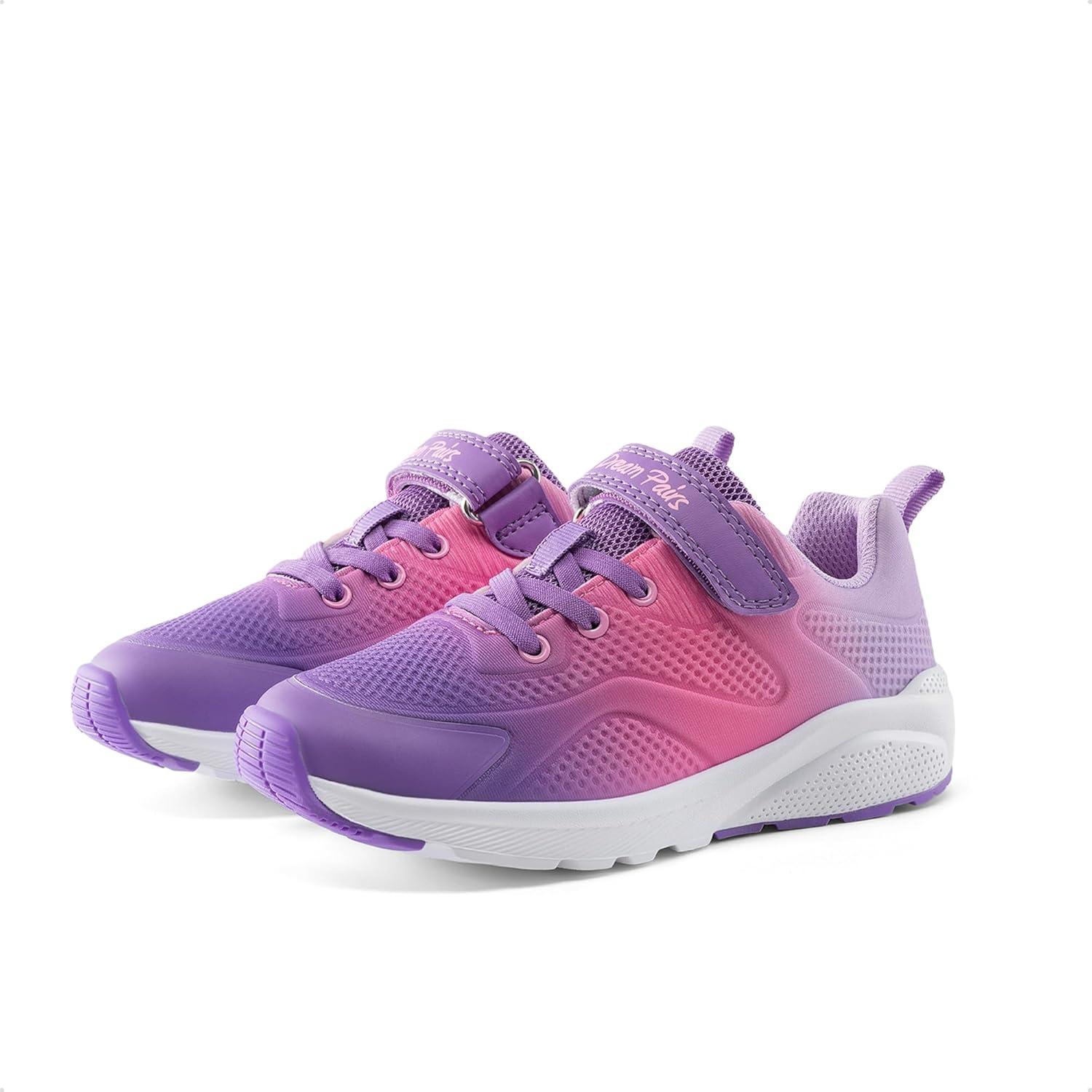 imageDREAM PAIRS Girls Running Shoes Kids Sneakers Tennis ColorBurst Lightweight Casual Walking ShoesPurpleHot Pink