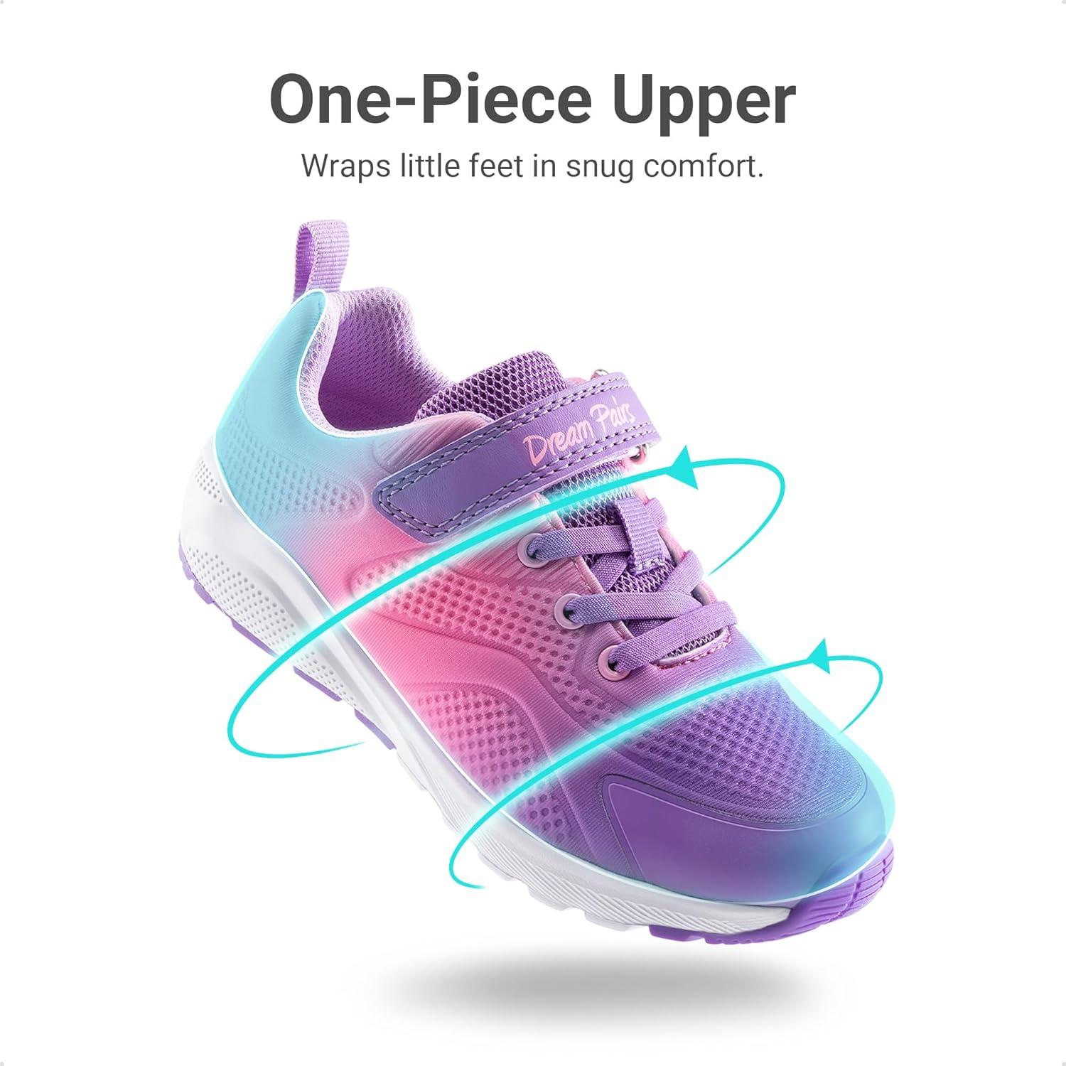 imageDREAM PAIRS Girls Running Shoes Kids Sneakers Tennis ColorBurst Lightweight Casual Walking ShoesPurpleHot Pink