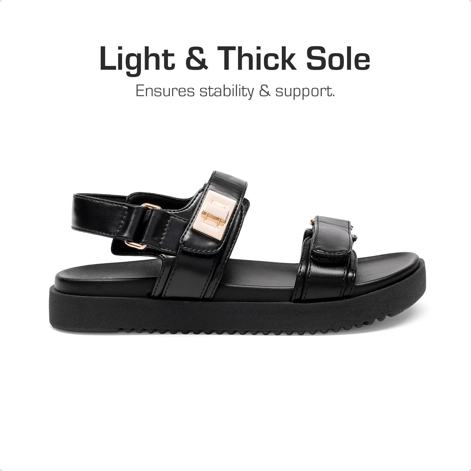 imageDREAM PAIRS Girls Sandals Casual Open Toe Two Adjustable Strapped Sandals with Hook and Loop for Little KidBig KidBlack
