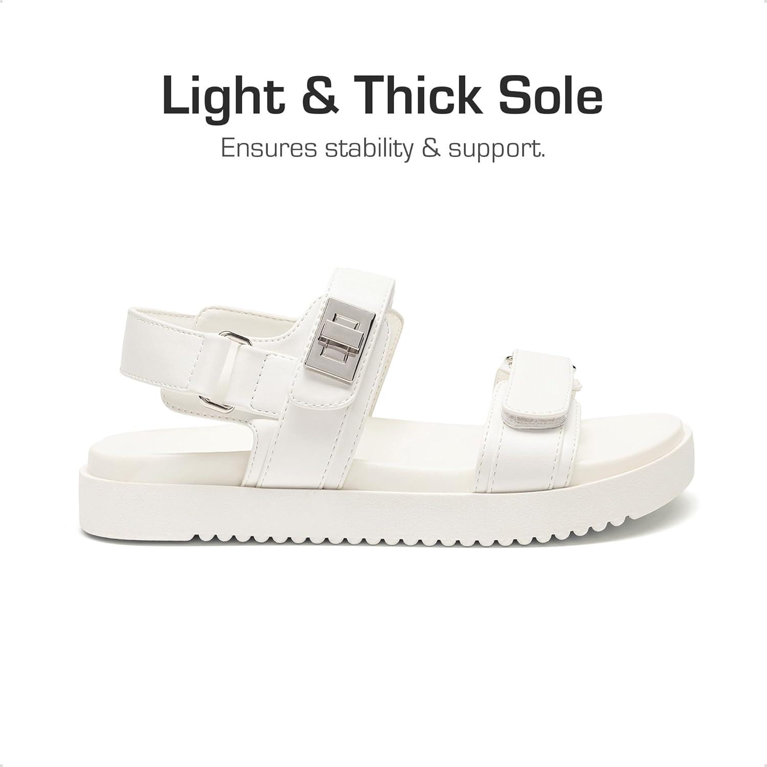 imageDREAM PAIRS Girls Sandals Casual Open Toe Two Adjustable Strapped Sandals with Hook and Loop for Little KidBig KidWhite