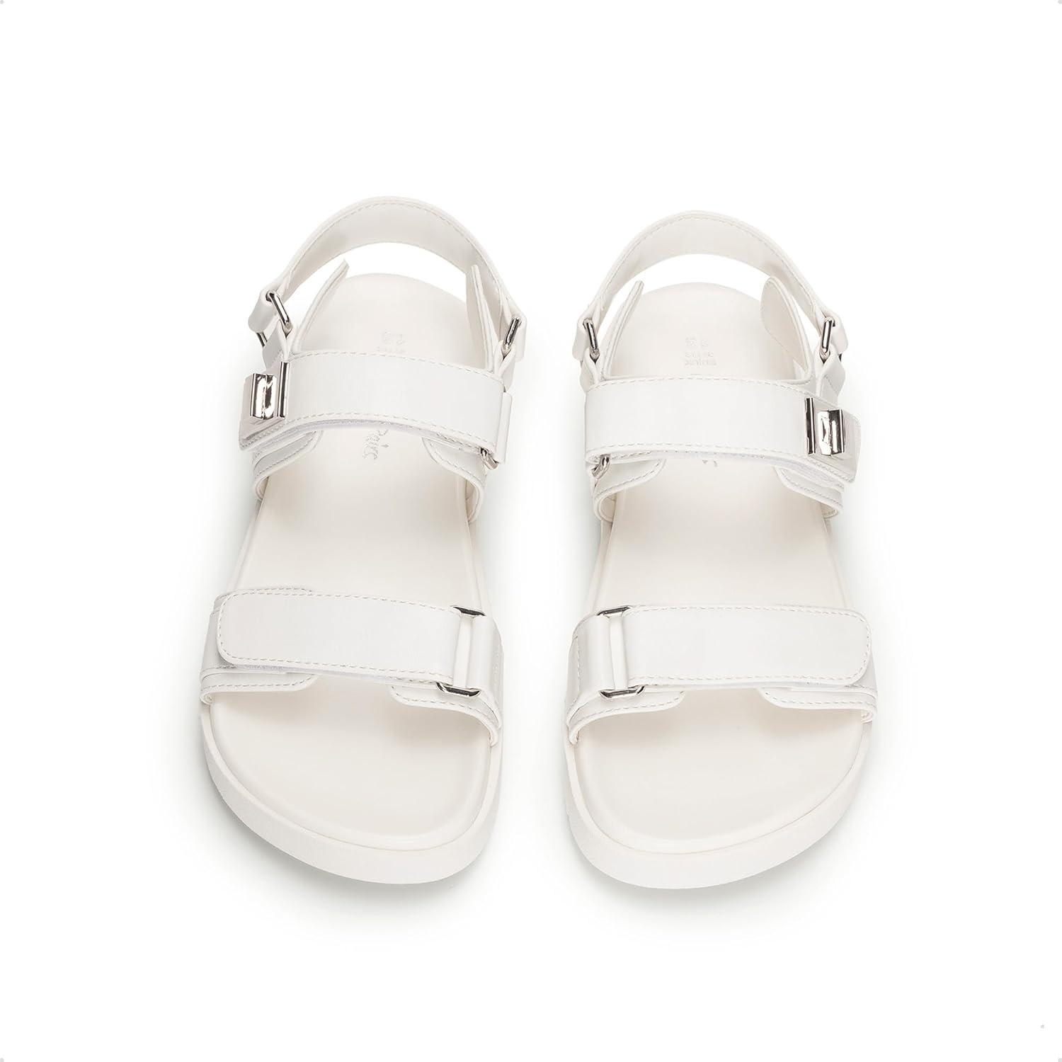 imageDREAM PAIRS Girls Sandals Casual Open Toe Two Adjustable Strapped Sandals with Hook and Loop for Little KidBig KidWhite
