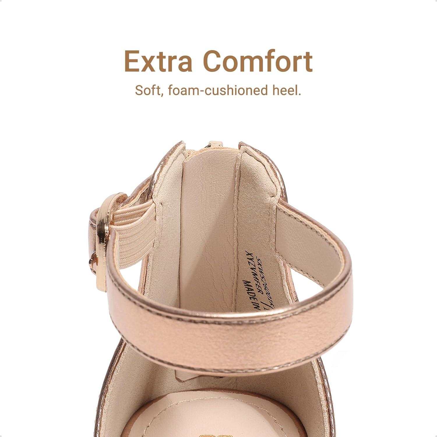 imageDREAM PAIRS Girls Wedge Sandals Flatform Open Toe Summer Platform Sandals Flower Wedding Party for Little KidBig KidChampagne