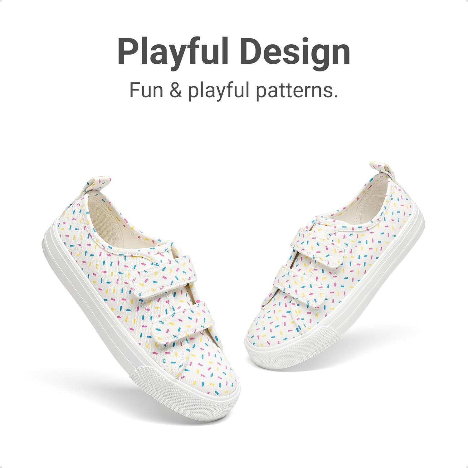 imageDREAM PAIRS Kid Toddler Sneakers Boys Girls Canvas with Cartoon Dual Hook and Loops for School WalkingBeigeMulti