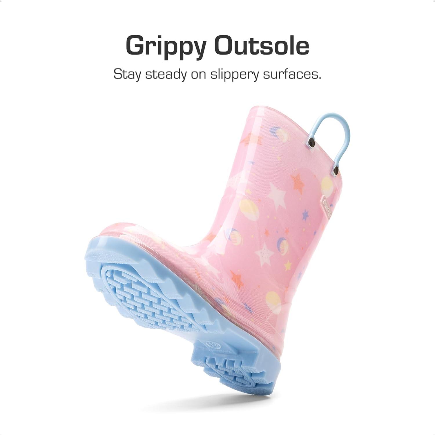 imageDREAM PAIRS Kids Rain Boots Cute Lightweight Waterproof with Pullon Handles for Girls amp Boys Toddler Outdoor PlayPink