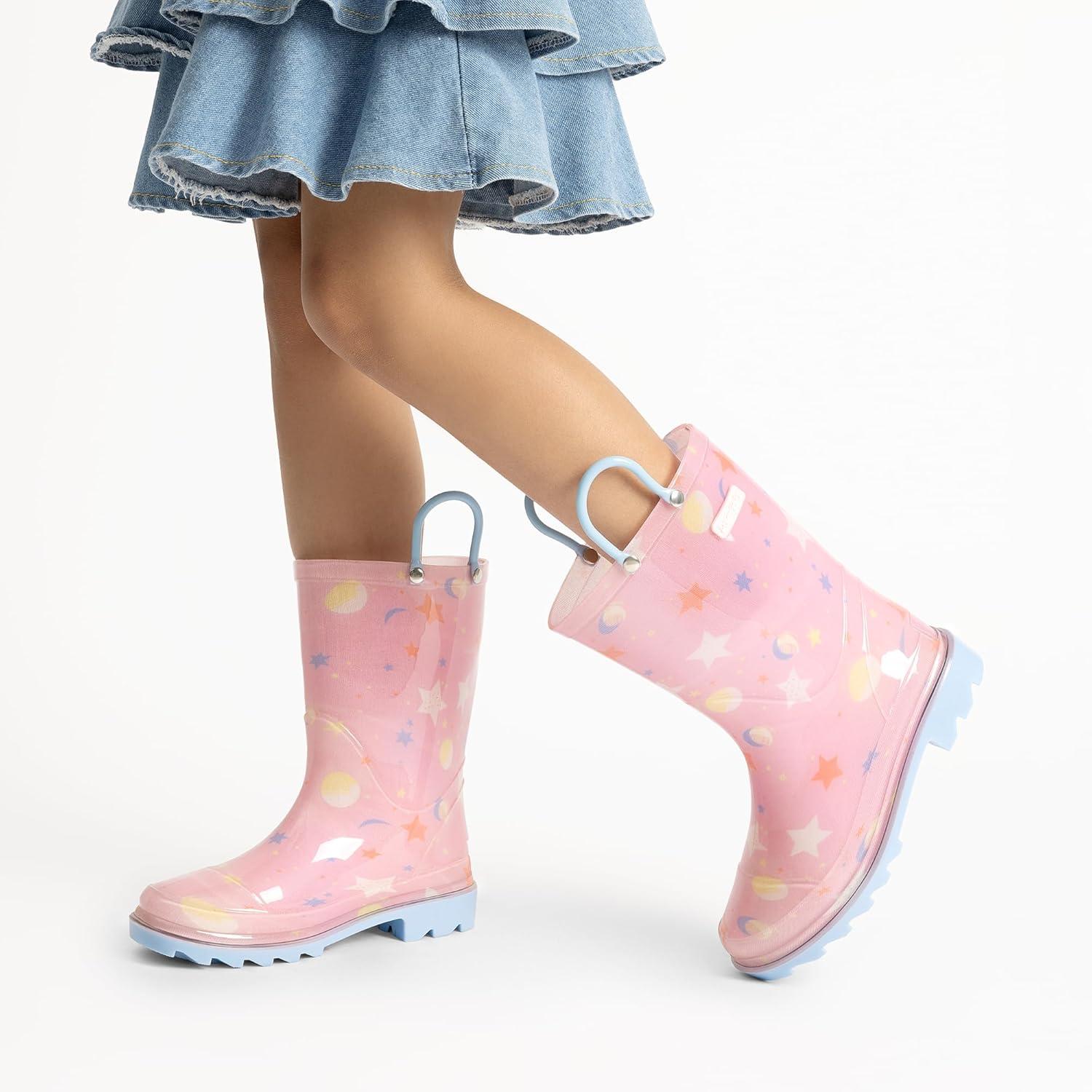 imageDREAM PAIRS Kids Rain Boots Cute Lightweight Waterproof with Pullon Handles for Girls amp Boys Toddler Outdoor PlayPink