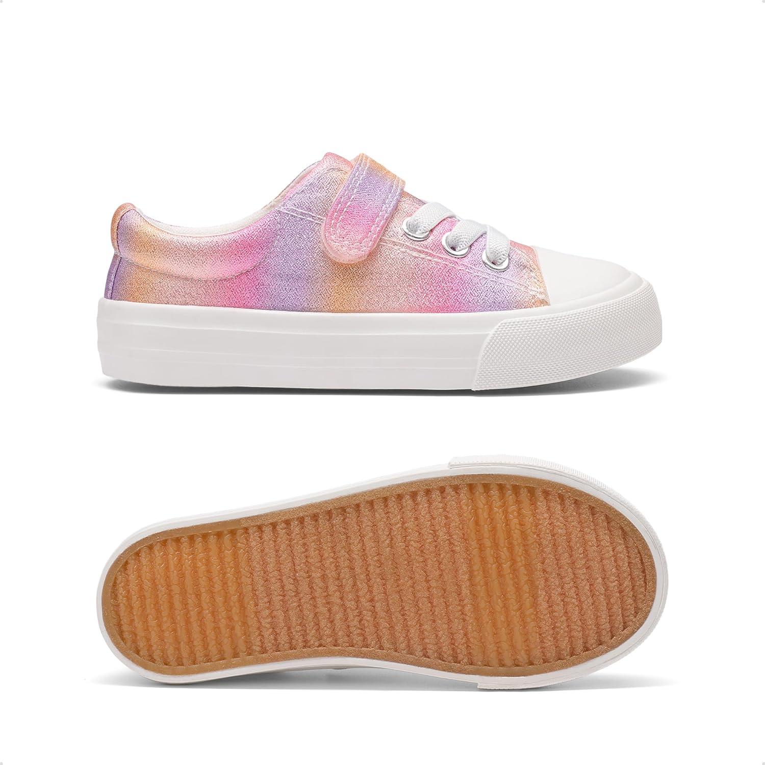 imageDREAM PAIRS Kids Toddler Sneakers Boys Girls Casual Canvas School ShoesPinkRainbow