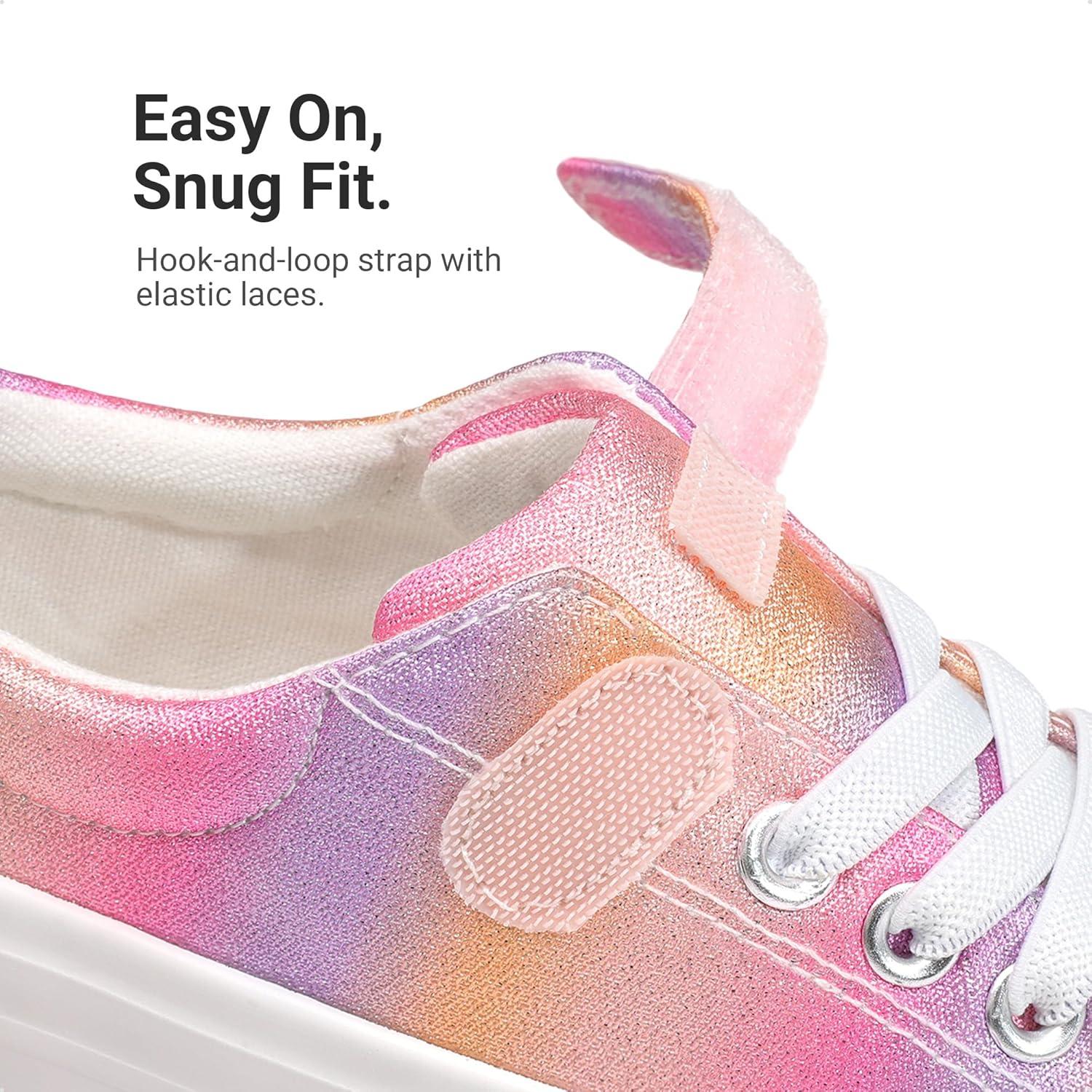 imageDREAM PAIRS Kids Toddler Sneakers Boys Girls Casual Canvas School ShoesPinkRainbow