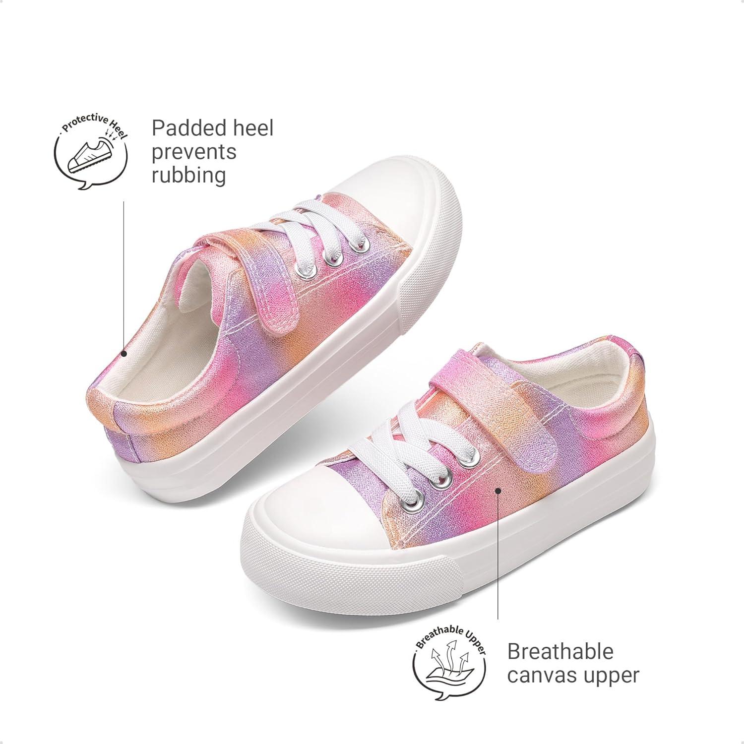 imageDREAM PAIRS Kids Toddler Sneakers Boys Girls Casual Canvas School ShoesPinkRainbow