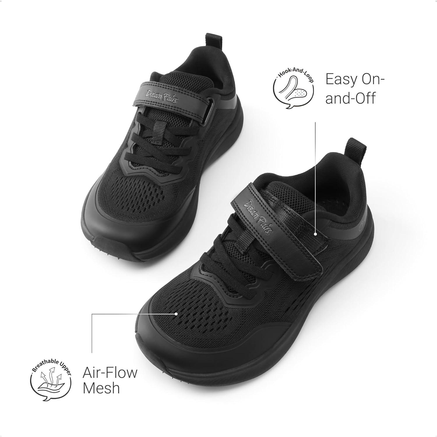 imageDREAM PAIRS Kids Wide Toe Box Athletic Running Sneakers Breathable Lightweight Casual Tennis Shoes Minimalist for Boys Girls School SportsBlack