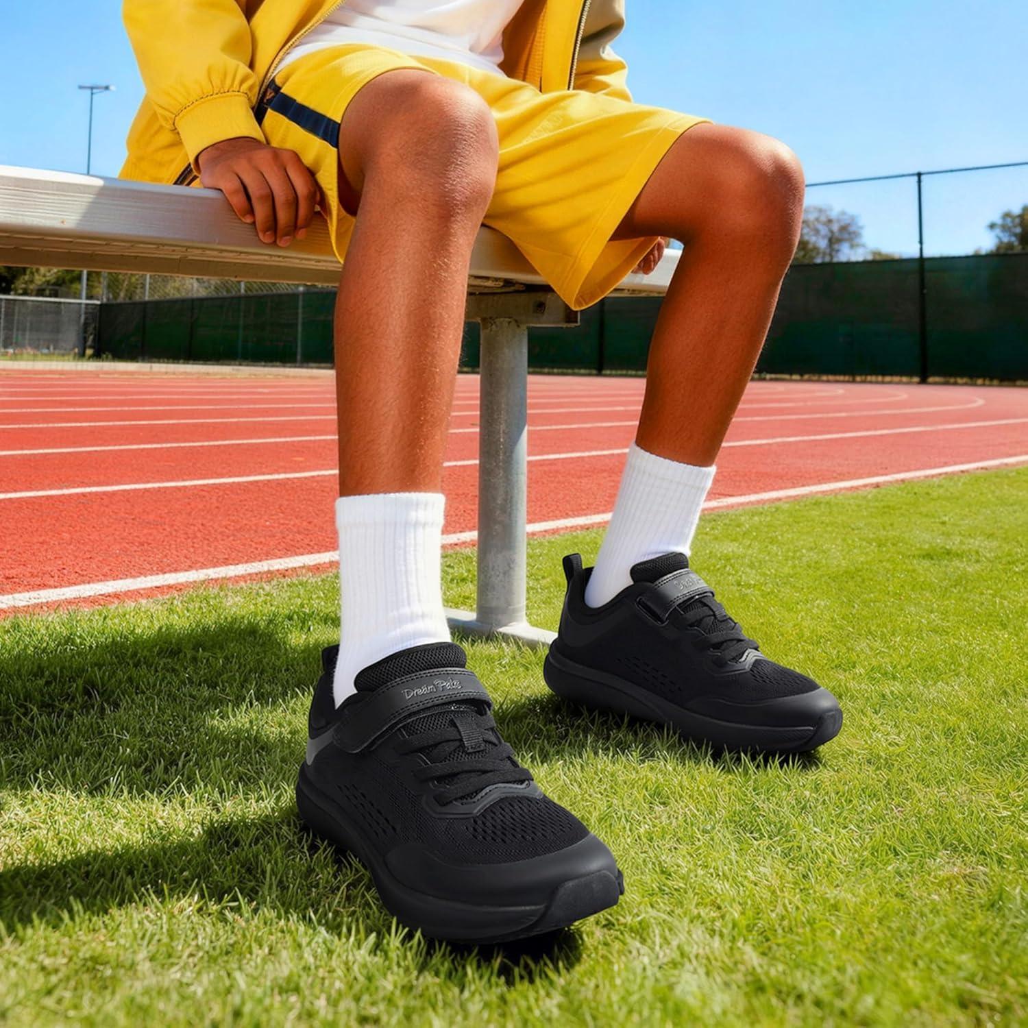imageDREAM PAIRS Kids Wide Toe Box Athletic Running Sneakers Breathable Lightweight Casual Tennis Shoes Minimalist for Boys Girls School SportsBlack