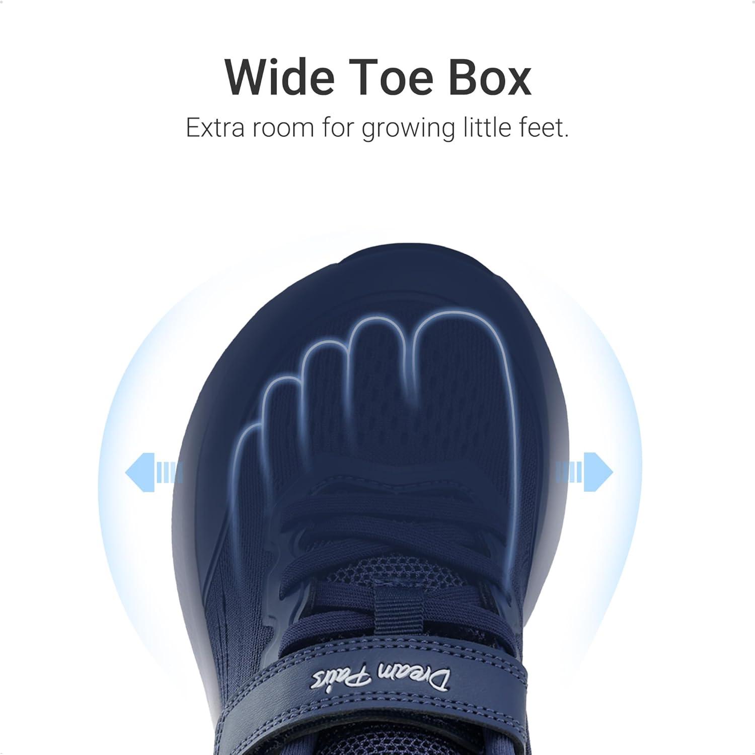imageDREAM PAIRS Kids Wide Toe Box Athletic Running Sneakers Breathable Lightweight Casual Tennis Shoes Minimalist for Boys Girls School SportsDark Blue