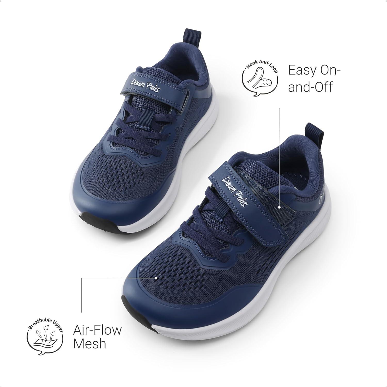 imageDREAM PAIRS Kids Wide Toe Box Athletic Running Sneakers Breathable Lightweight Casual Tennis Shoes Minimalist for Boys Girls School SportsDark Blue